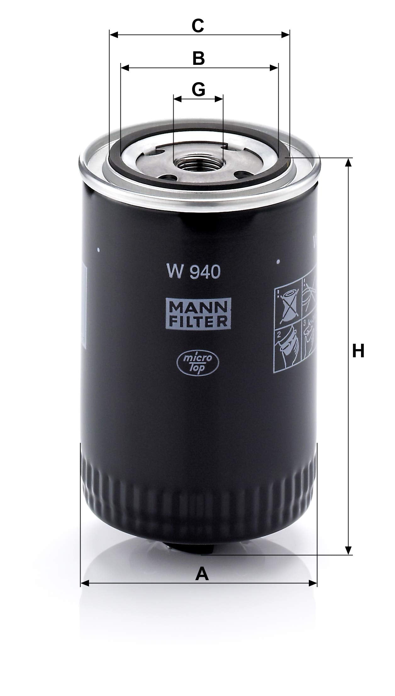Mann Filter W 940 Spin-on Oil Filter - High Performance Oil Filtration