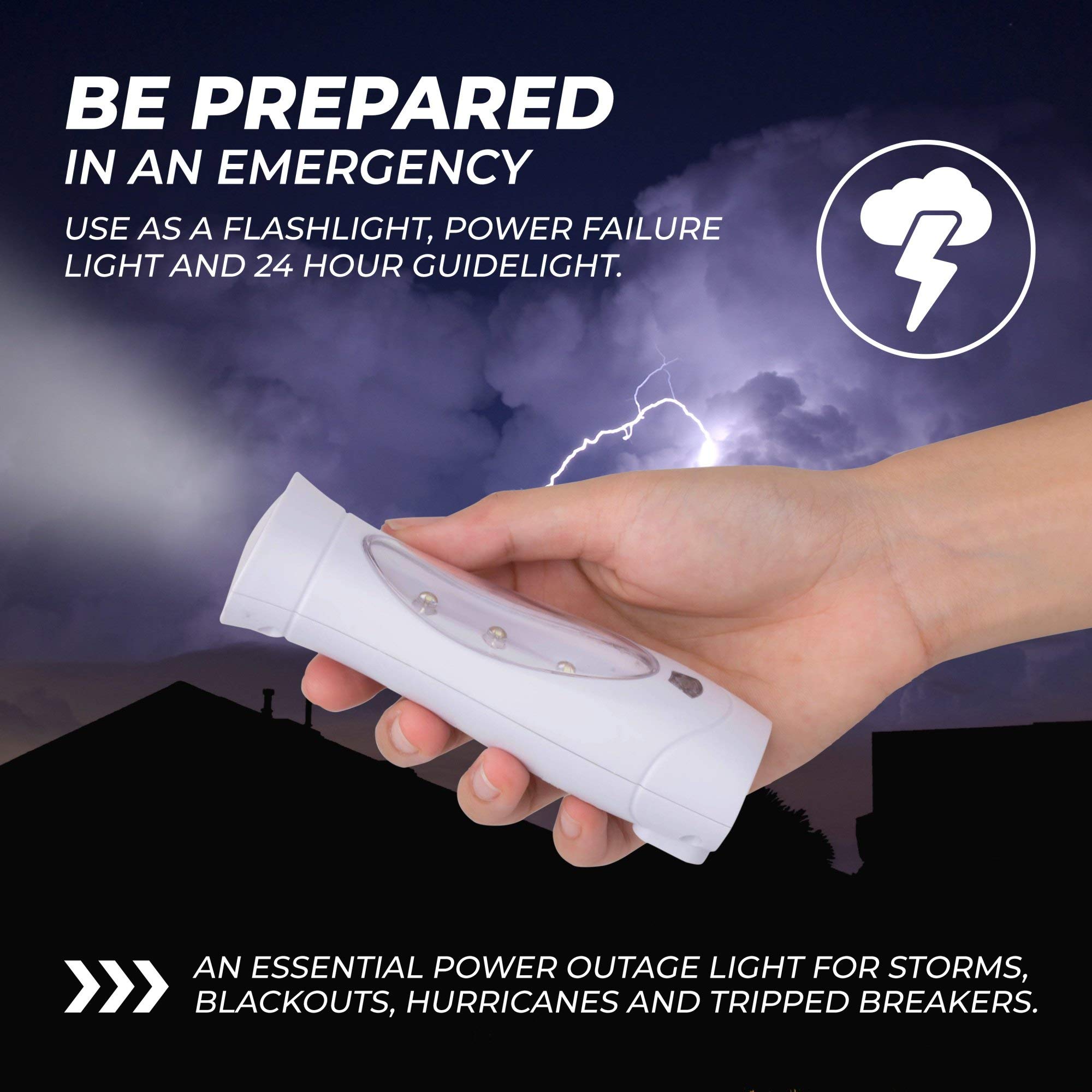 Amerelle Led Emergency Lights For Home Power Failure, 2 Pack - Triple Function Power Failure Light And Plug In Flashlight Combo,