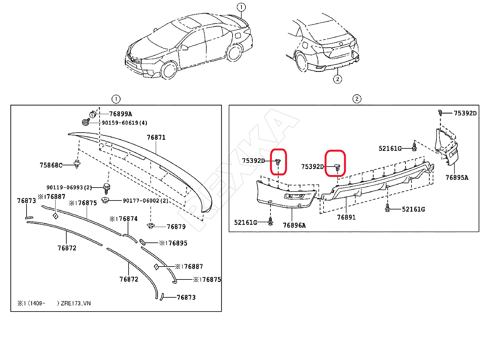 Rexka 20pcs Front & Rear Spoiler Moulding Clip Compatible with Toyota Lexus 75392-35220 4Runner, Camry, Corolla, FJ Cruiser, Hig