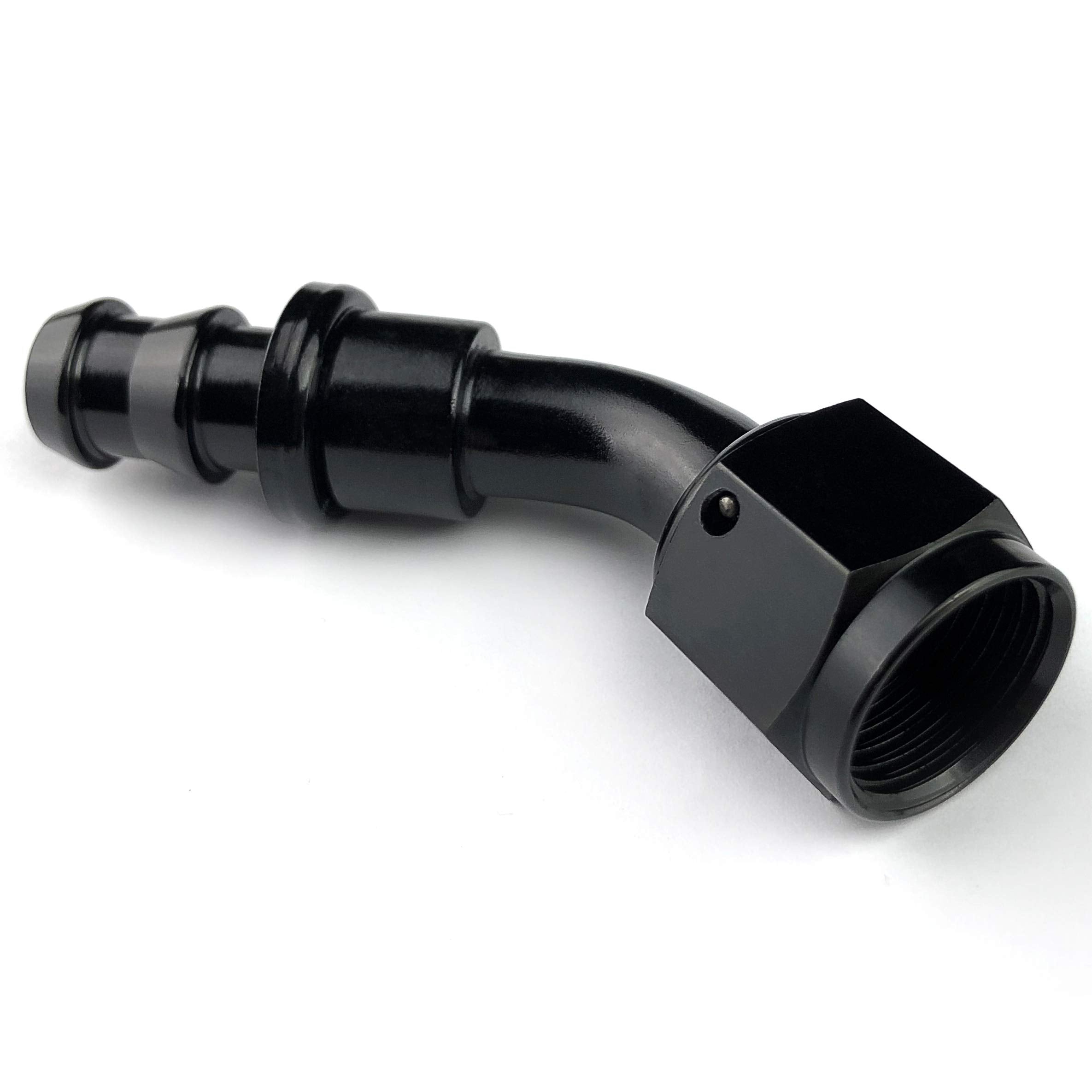 6AN 45 Degree AN Female Swivel Push-on/Lock Hose Barb Fuel Oil Line Fitting End Aluminum Black