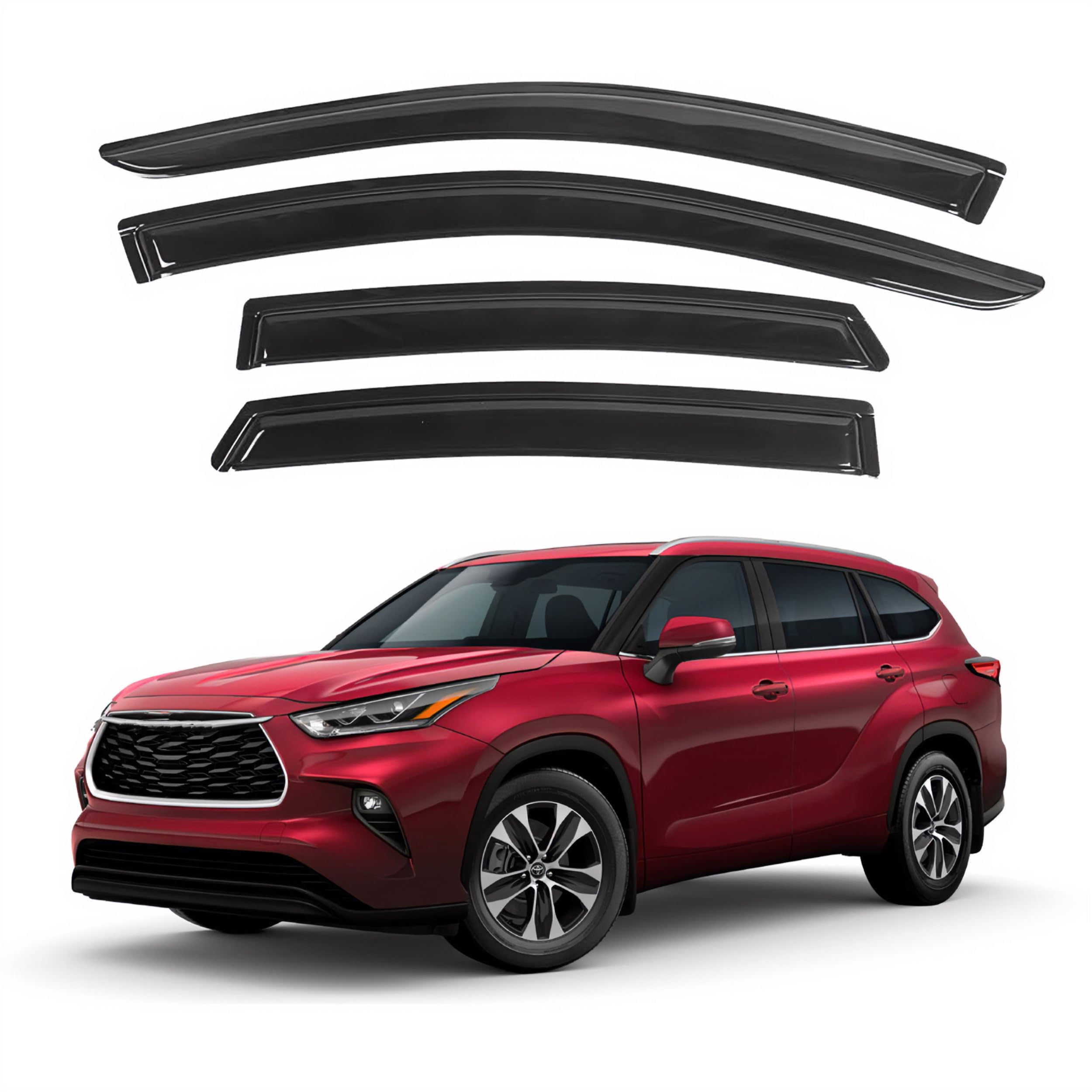 Ig Window Visor For Toyota Highlander 2020-2025, Rain Guard Tape-On Extra Durable Sun Wind Side Vent Window Deflector, 2020 2021