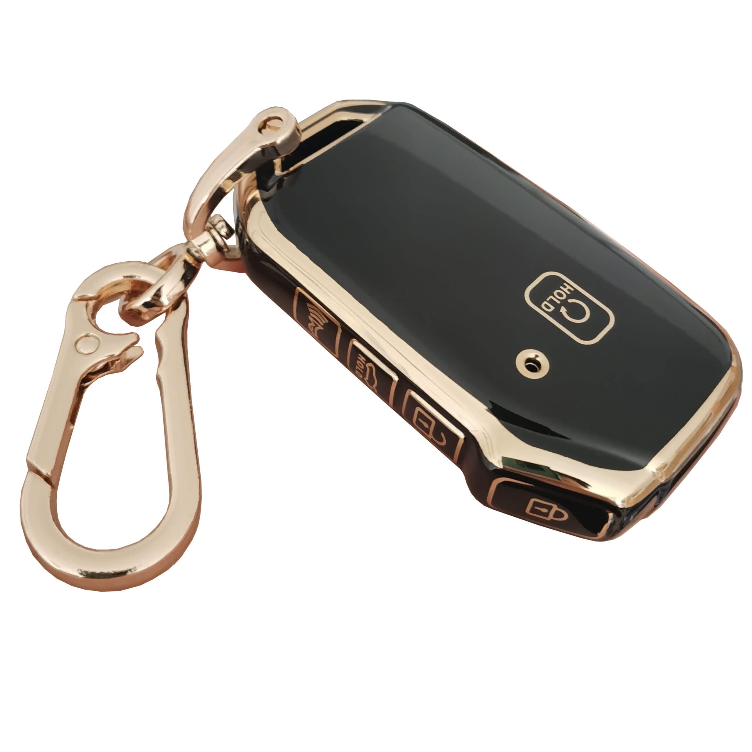 For Kia Key Fob Cover Keyless Remote Smart Key Shell With Keychain Fit For Kia Ceed Cerato Forte Niro Seltos Sorento Soul Sportage Telluride (Black)