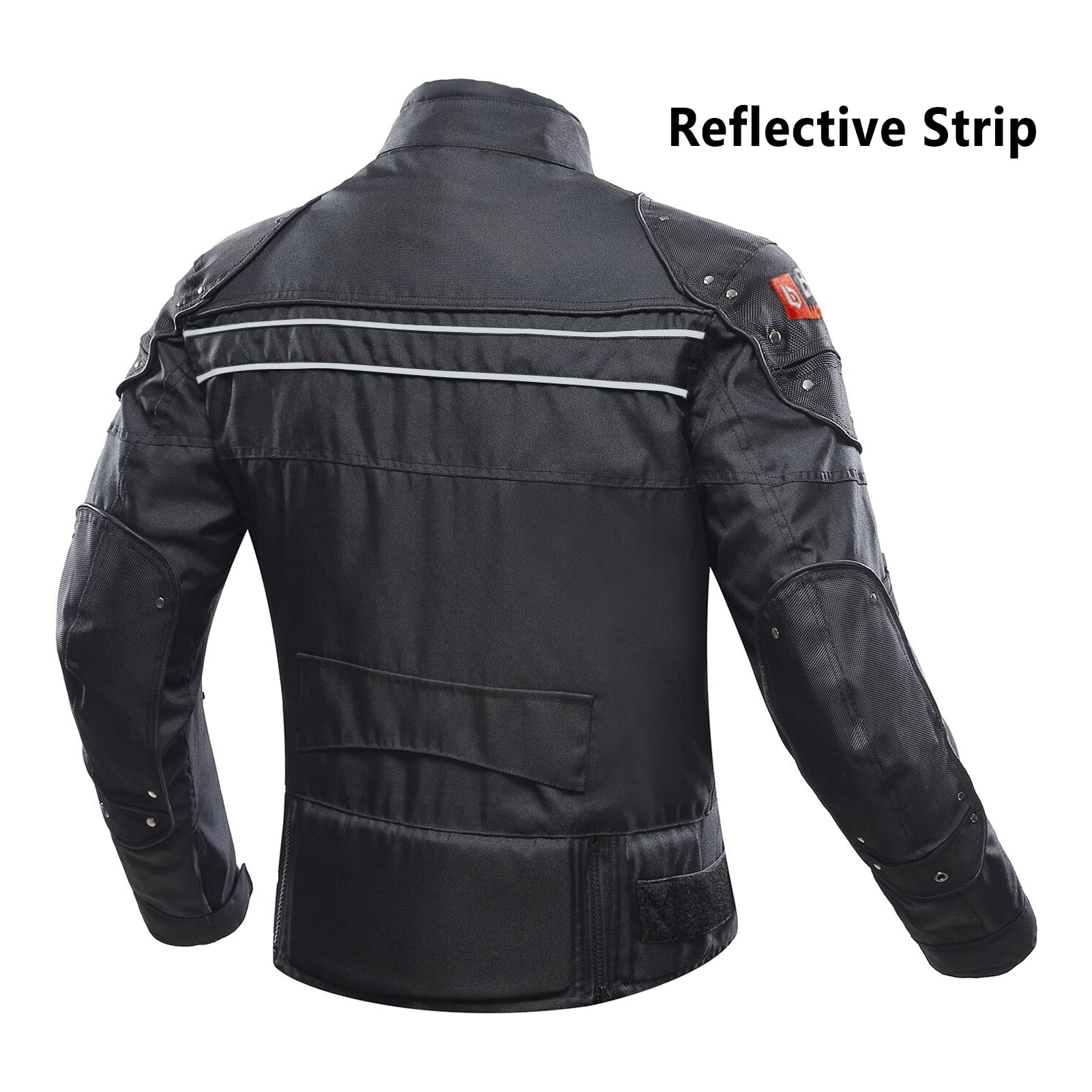 BORLENI Motorcycle Jacket - Windproof Full Body Protective Gear, CE Approved, Large, Black, Polyester, Model D-020