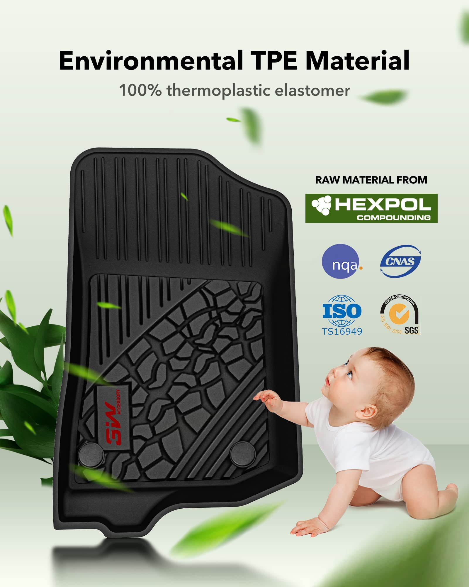 3W Floor Mats Compatible for Jeep Gladiator 2020-2024, Custom Fit TPE All Floor Liner for Weather Jeep Gladiator,1st & 2nd Row F