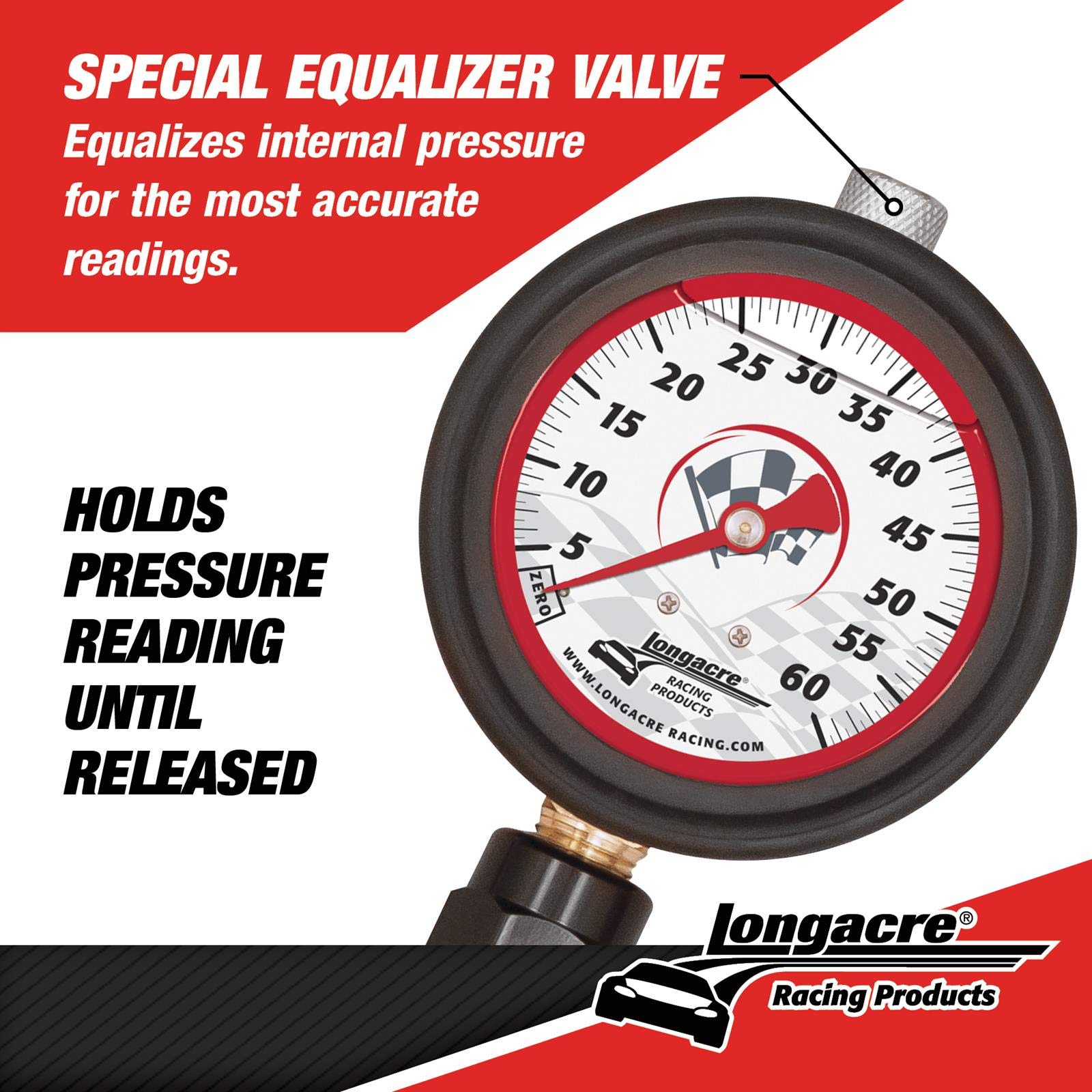 Longacre 52-52002 Liquid Filled 2-1/2 Tire Gauge, 0-60 Psi