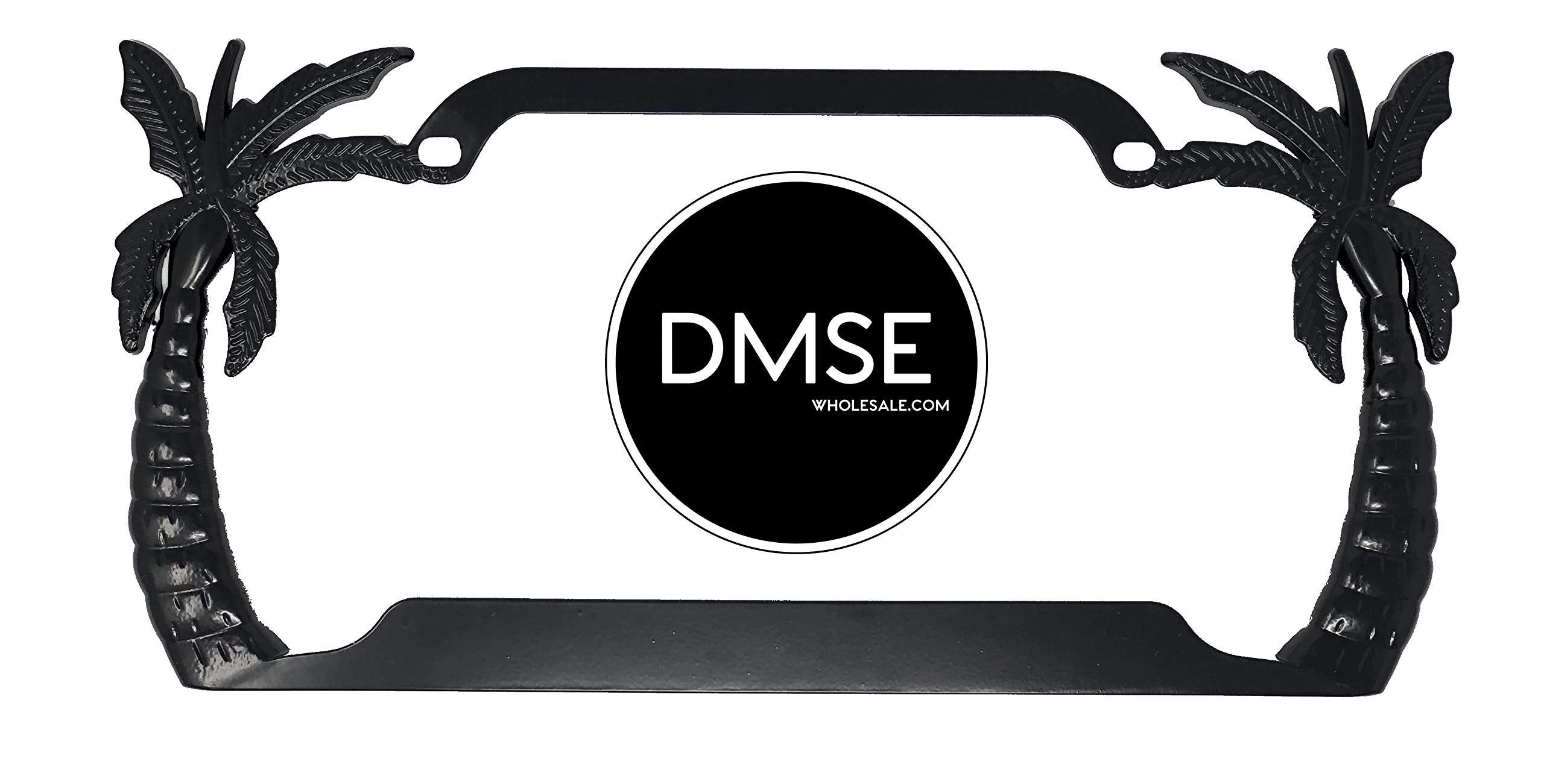 Dmse Palm Tree Beach Theme Universal Metal License Plate Frame Cool Decorative Design For Any Vehicle (Black)
