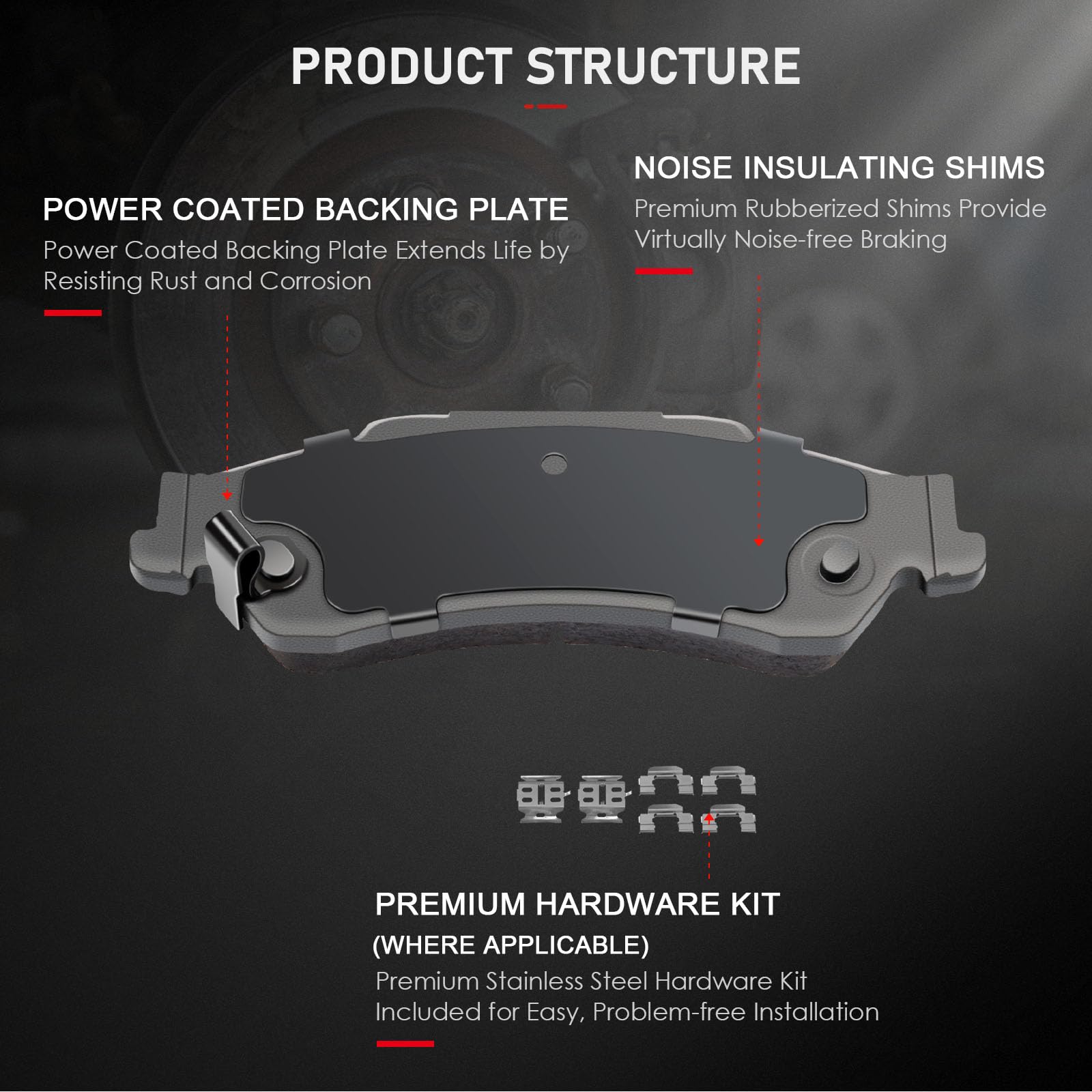 Cciyu D729 Rear Ceramic Disc Brake Pads Kit For Chevrolet Blazer 97-05,For Chevrolet S10 98-04,For Gmc Jimmy 97-05,For Gmc Sonom