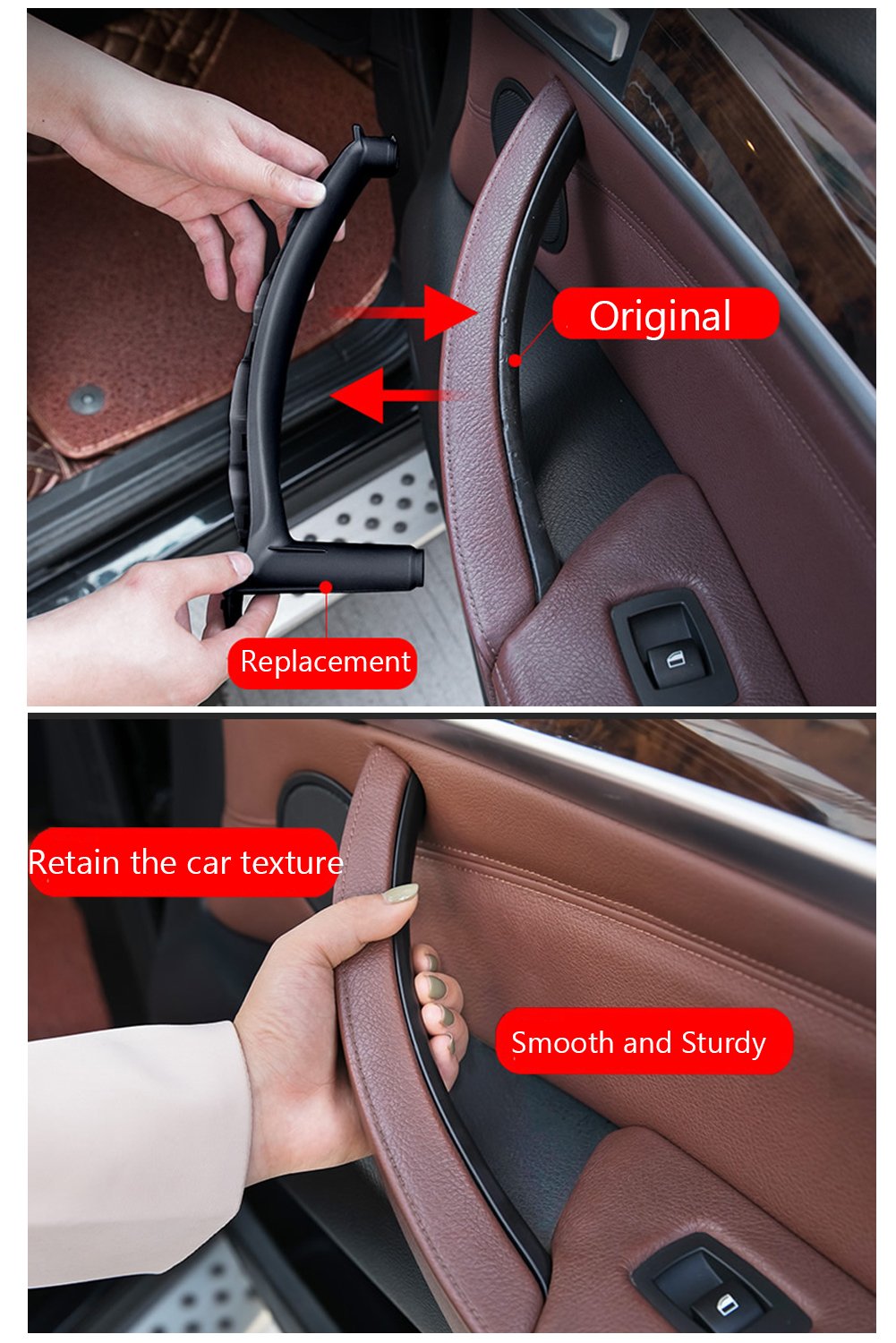 Jaronx For Bmw X5 X6 Door Pull Handle, Inner Left Rear Door Trim Grab Cover Armrest Bracket (Fits:Bmw X5 2008-2013 And X6 2008-2