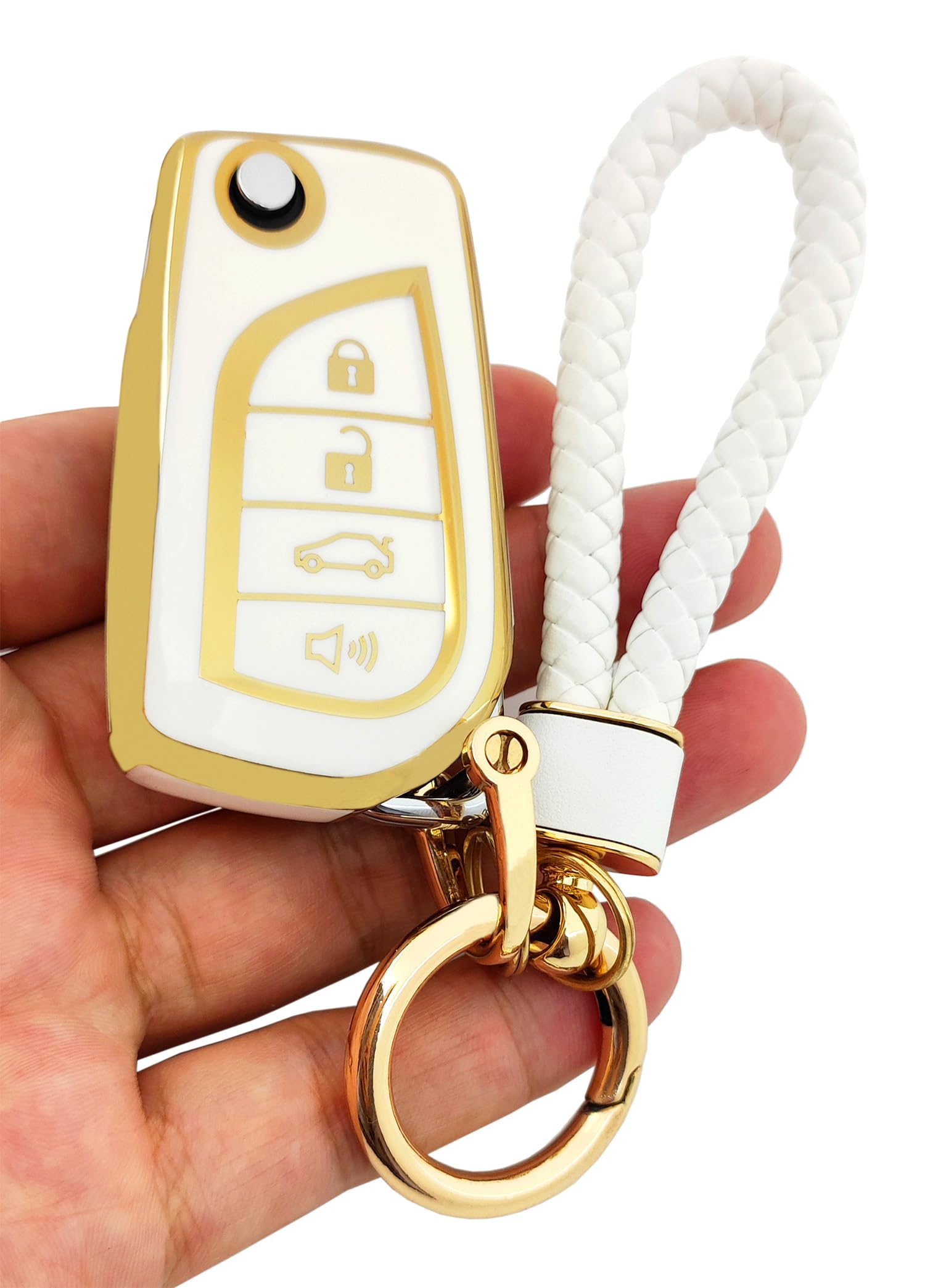 Arruweer Key Fob Cover For Toyota Soft Tpu Flip Key Fob Case Holder Protector Compatiable With Avalon Camry Corolla Fortuner Hig