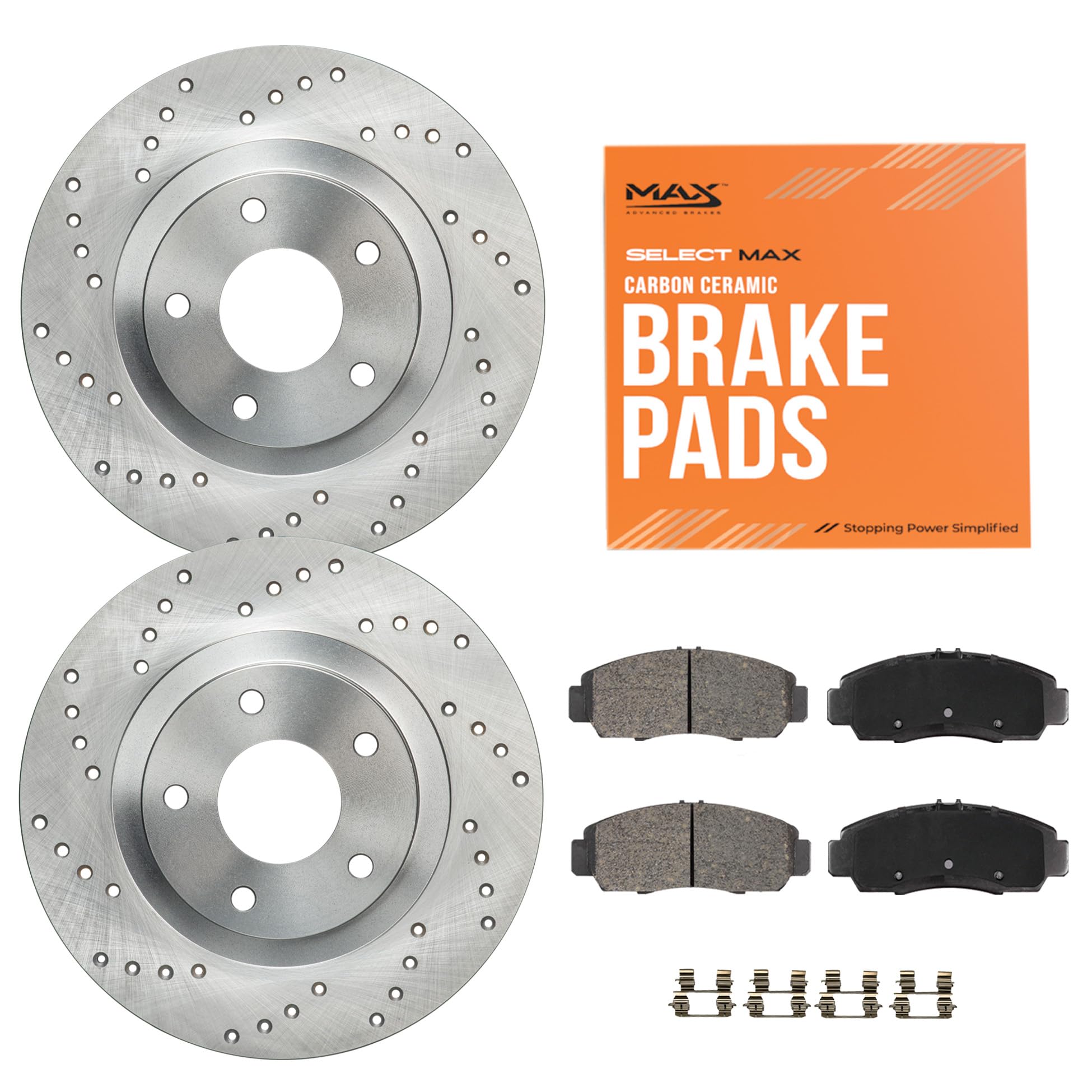Max Advanced Brakes Rear Brake Kit Compatible With 2016-2019 Buick Cascada Verano Compatible With Chevy Cruze Volt Replacement C