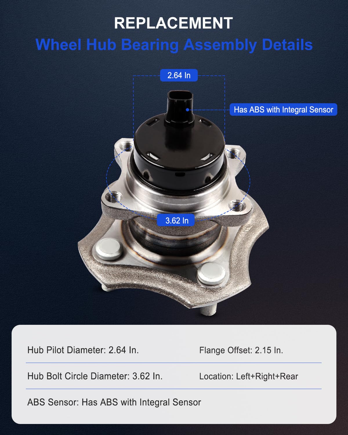 ECCPP Rear 4 Lugs Wheel Bearing and Hub Assembly For 2004-2006 For Scion xB 2000-2005 For Toyota Echo Wheel Hub Bearings W/ABS 5