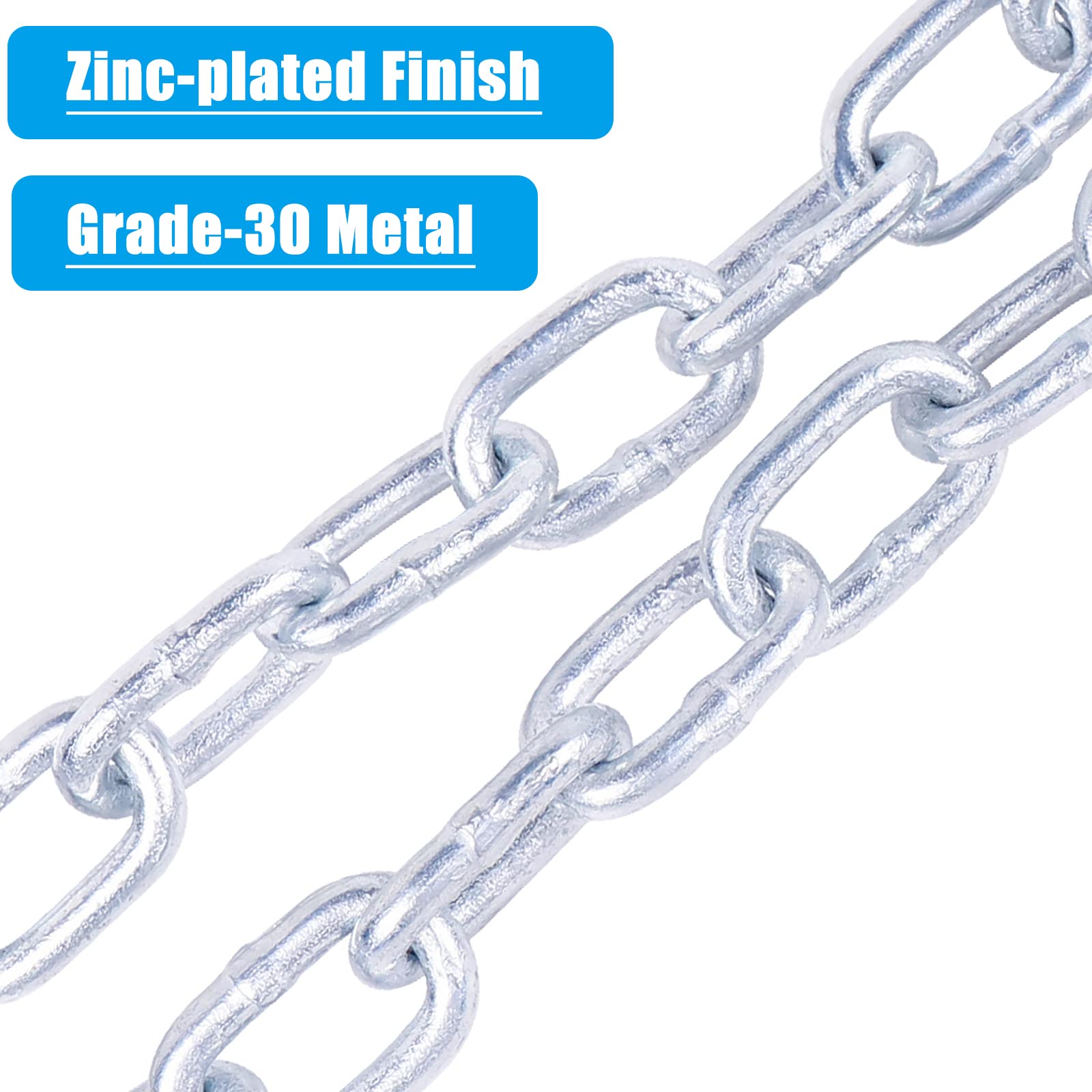 Tnyeobae 48 '' Trailer Safety Chain With 2Pcs 5/16 '' Spring Hook, Grade-30 Metal Safety Chain Kit 7000 Lbs(Pack Of 2)