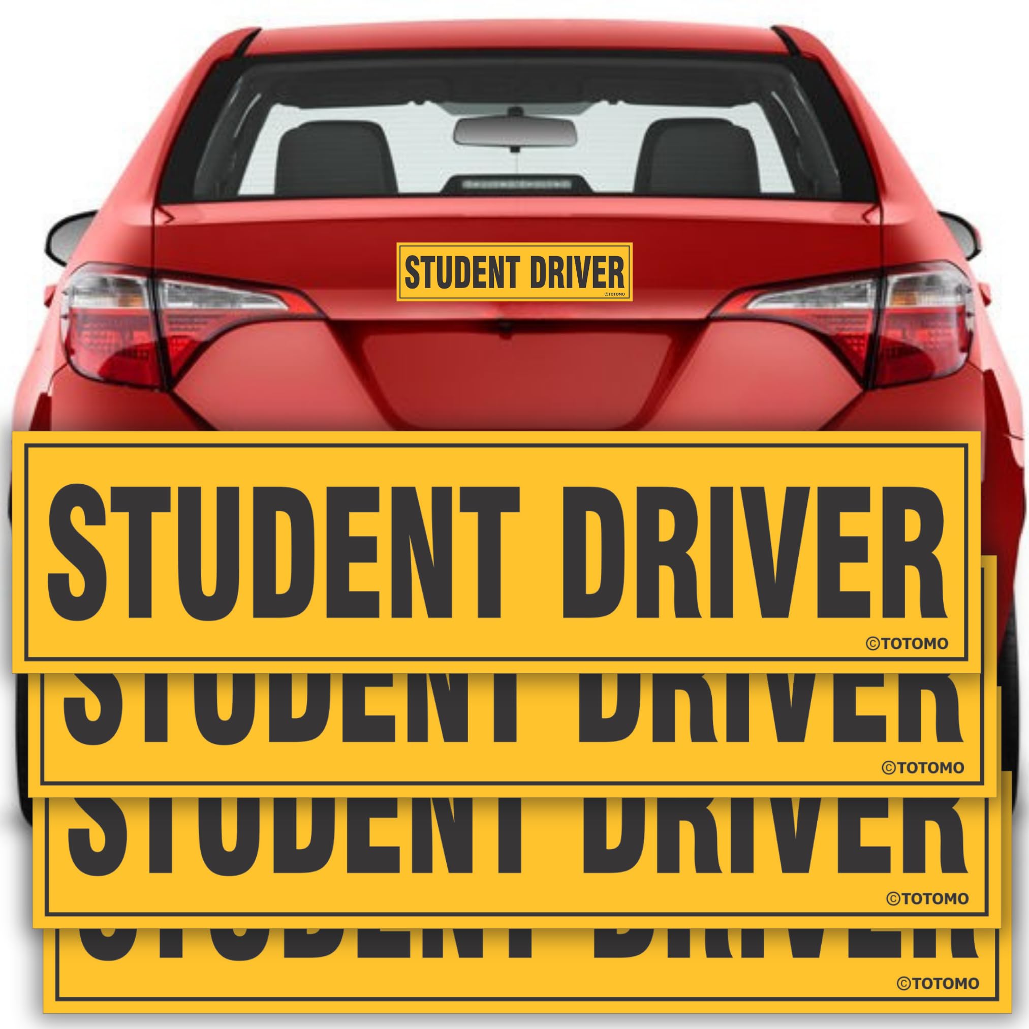 TOTOMO Student Driver Magnet for Car - Large 12x3 Magnetic Reflective Vehicle Safety Sign for New Rookie Learner Drivers Removab