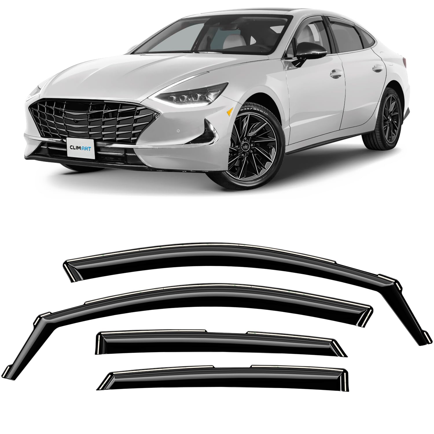 CLIM ART in-Channel Incredibly Durable Rain Guards Compatible with Sonata 2020-2025, Original Window Deflectors, Vent Window Vis