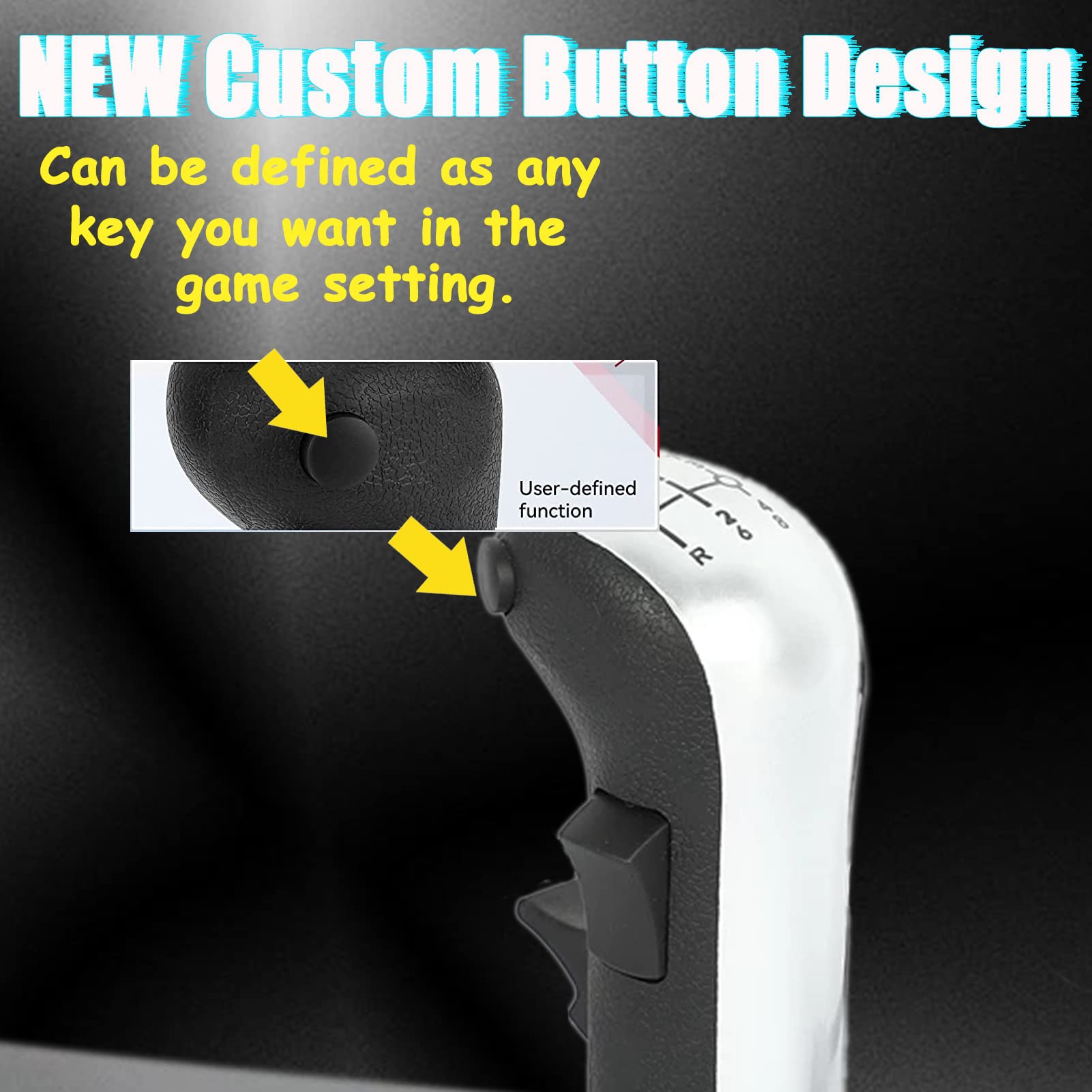 Obokidly USB Gearshift Knob for G29 G920 G27 - Silver, Ideal for Sim Racing in ETS2 & ATS