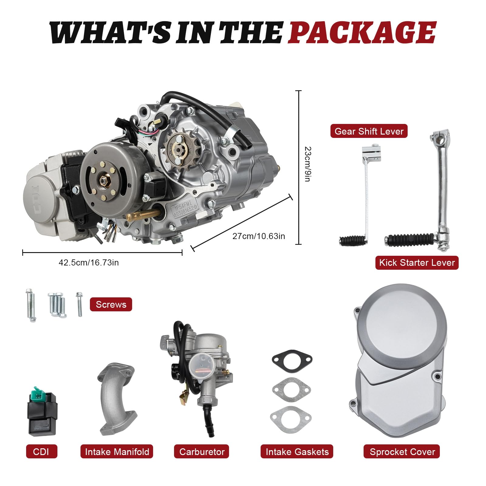 CUBELLIN 125cc Engine 4-Speed Pit Dirt Bike Engine Kit Manual Clutch Kick Start ATV Engine Motor 125cc Engine for Honda CRF50 CR