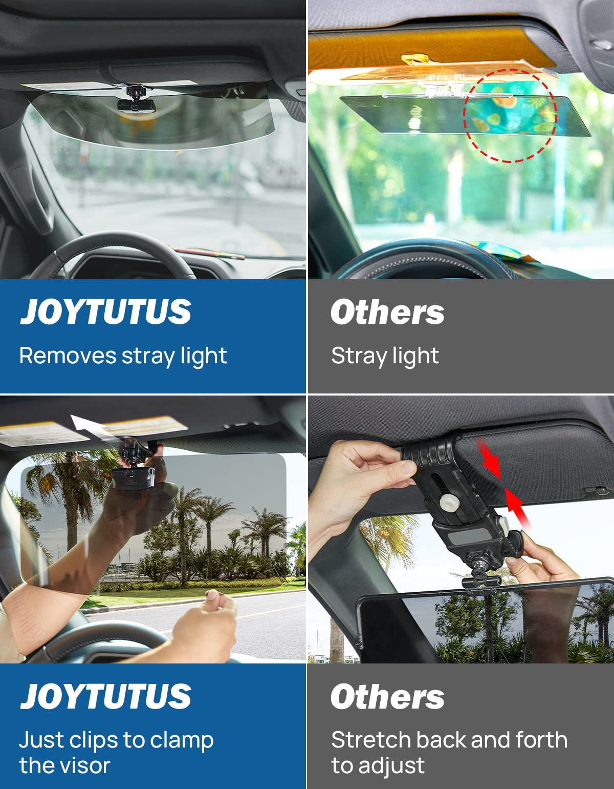 Joytutus Sun Visor For Pickup Truck, 2 Pack Polarized Sun Visor Extender For Truck, Universal Uv400 Car Visor Extension Anti-Gla