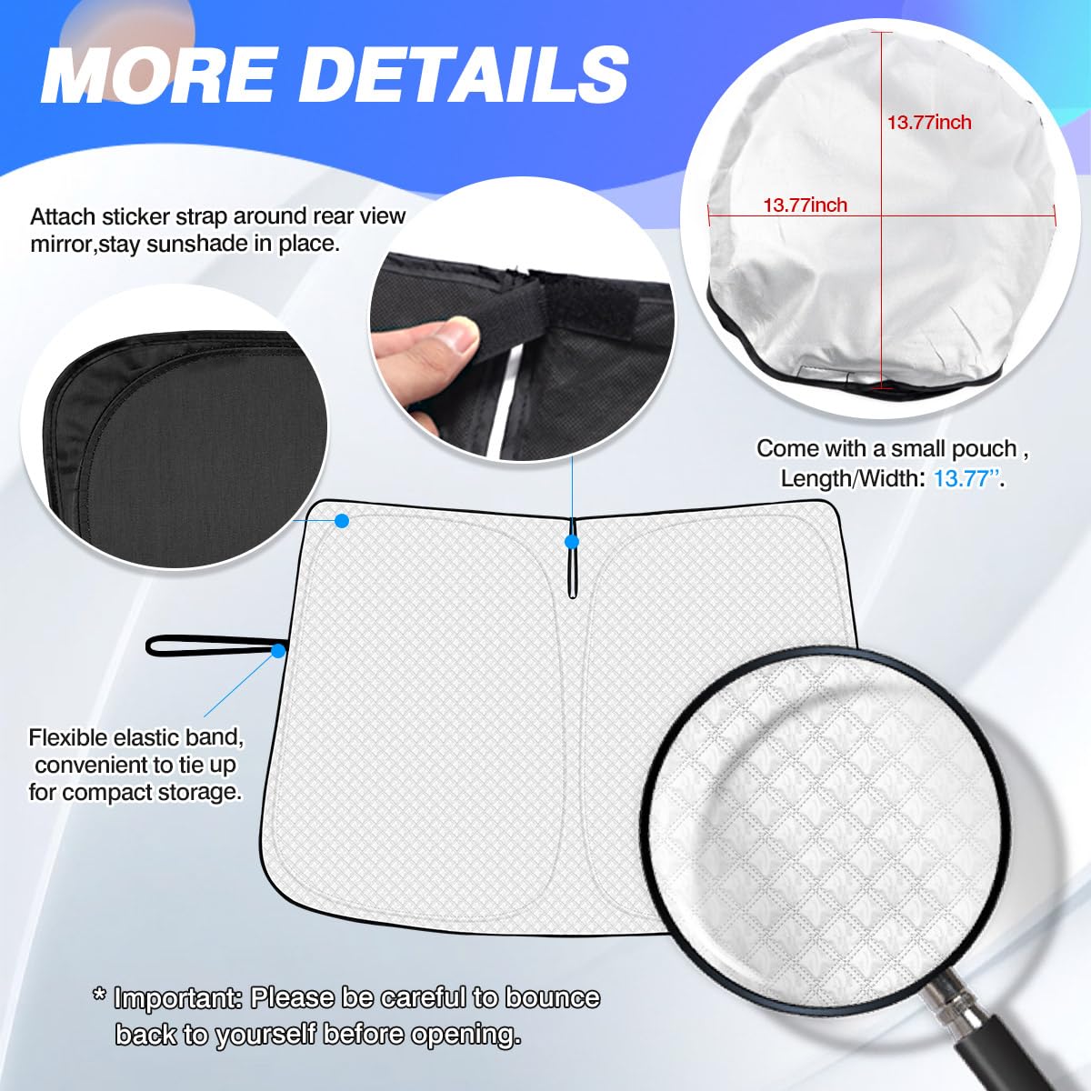 Canvcle Windshield Sun Shade for Mazda CX-5 (2017-2025) - Thicken 6-Layer UV Blocker, Foldable Sun Visor, Silver & Black