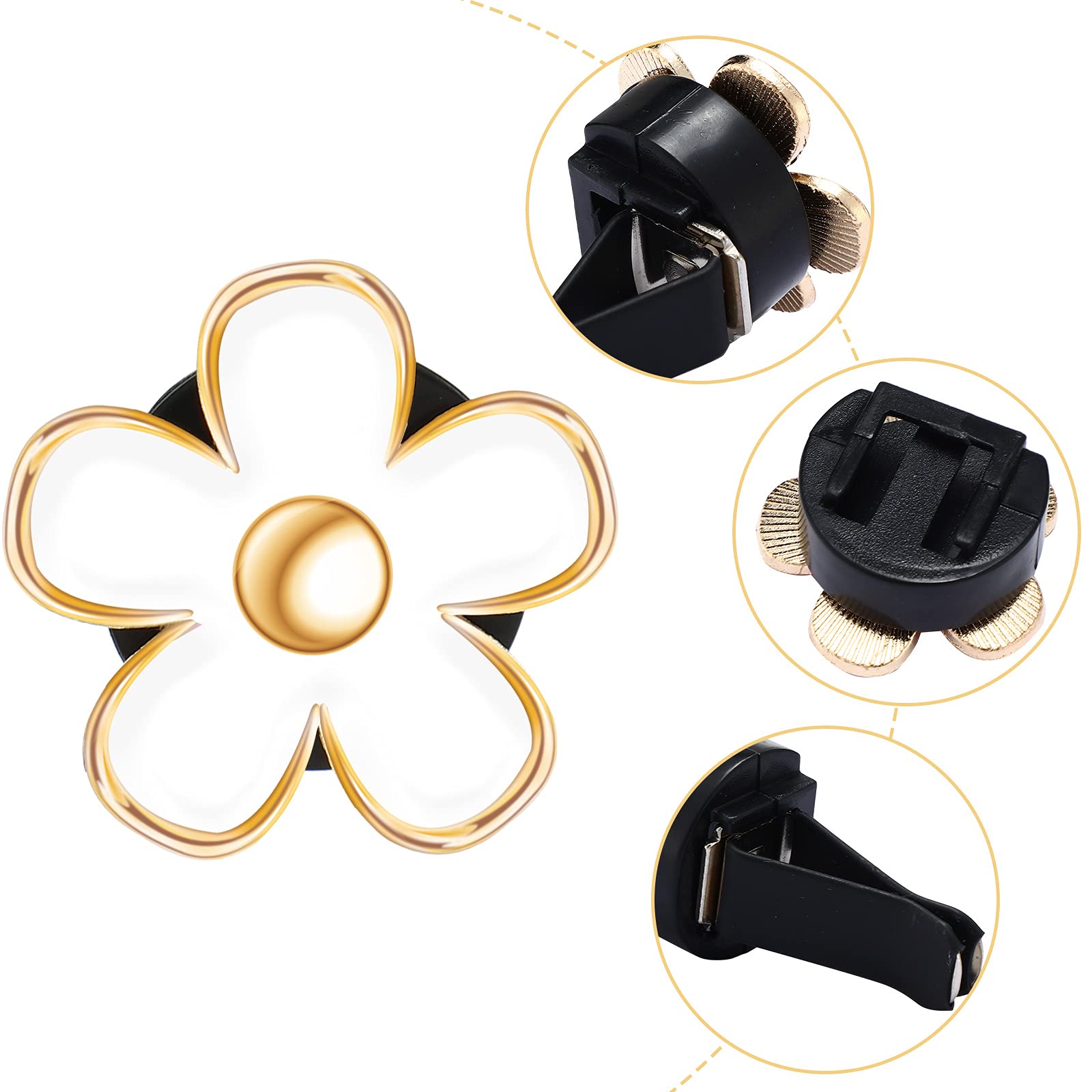 6 Pcs Daisy Flower Air Vent Clip Air Conditioning Outlet Clip Car Air Freshener Clip Charm Car Inter Decor Accessories (White,3