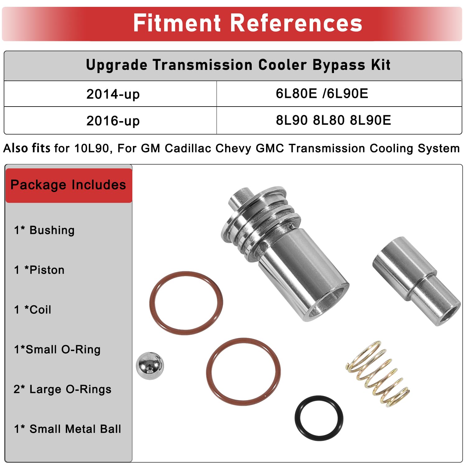 Camoo STL010 Cooler Flow Bypass Valve Kit for GM 6L80/6L90/8L90/10L90, Quality Steel, Transmission Cooling Upgrade