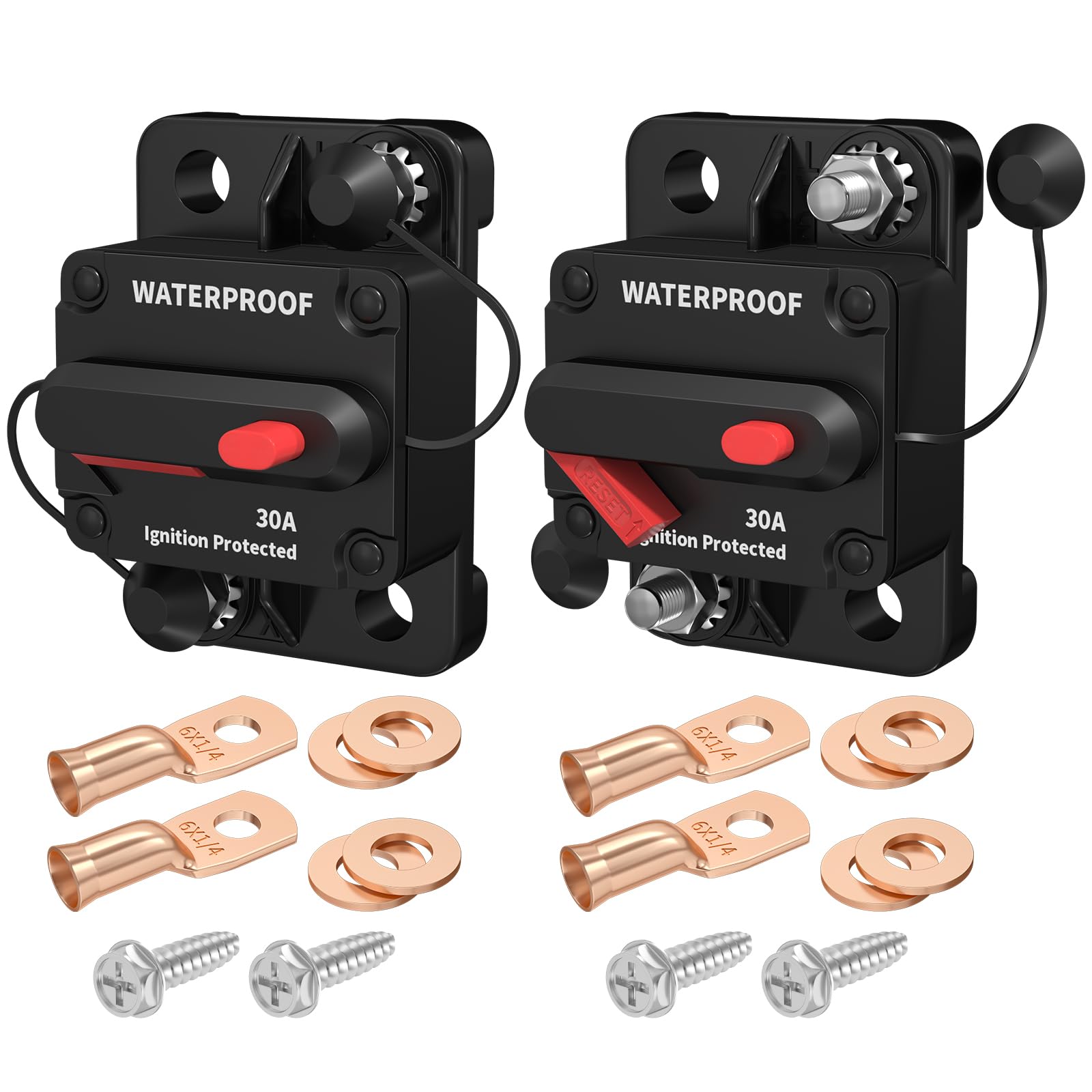 Daiertek 30 Amp Circuit Breaker 12V Marine Circuit Breaker 30A Resettable Fuse Circuit Breakers Dc 12 Volt Waterproof For Automo