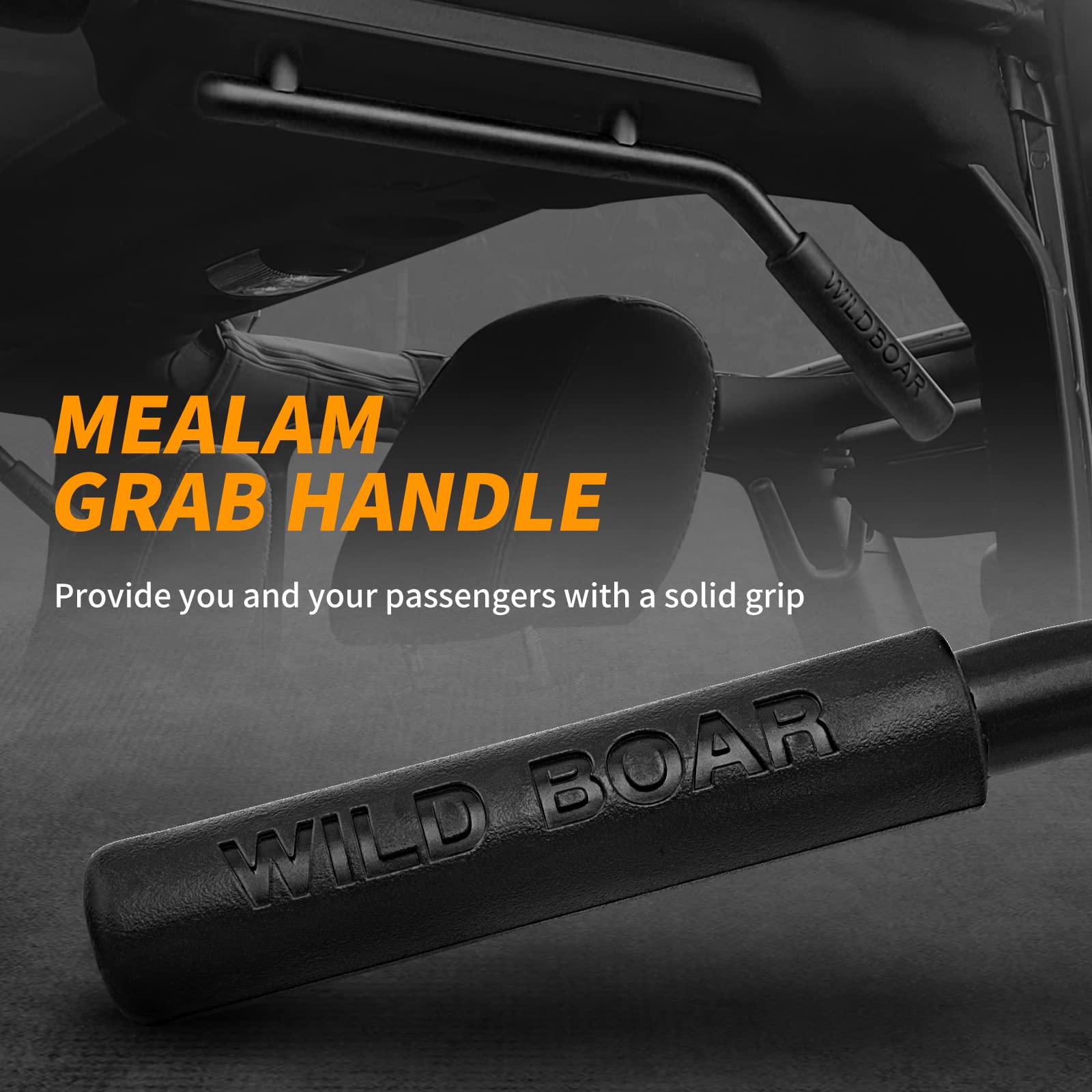 Mealam Front & Rear Grab Handle Kit Aluminum Alloy Grab Bar For 2007-2018 Jeep Wrangler Jk Jku Rubicon Sport Sahara (Black)