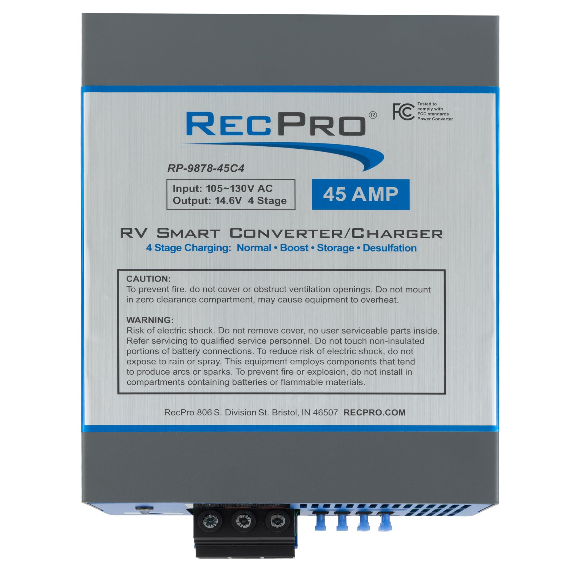 RecPro RV Converter 45-Amp | 120VAC to 12VDC Power Converter & Battery Charger | 13V-16.5V Operating Range