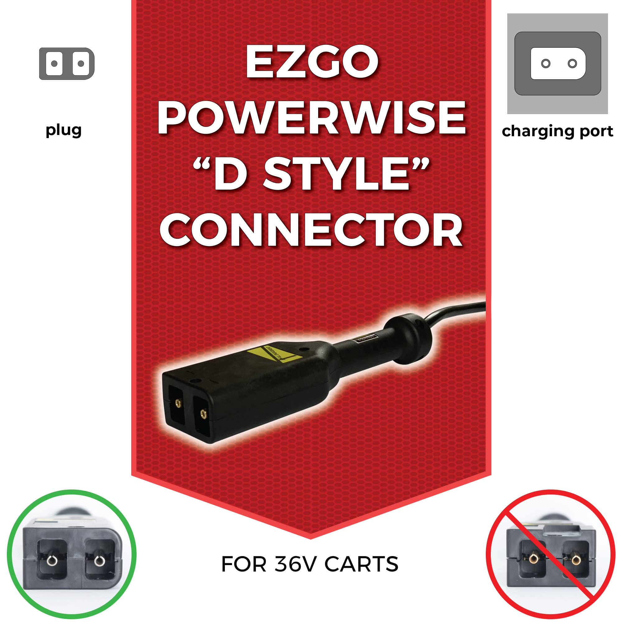 FORM 36V Golf Cart Battery Charger - 18AMP for EZGO TXT, D-Style Plug, Red