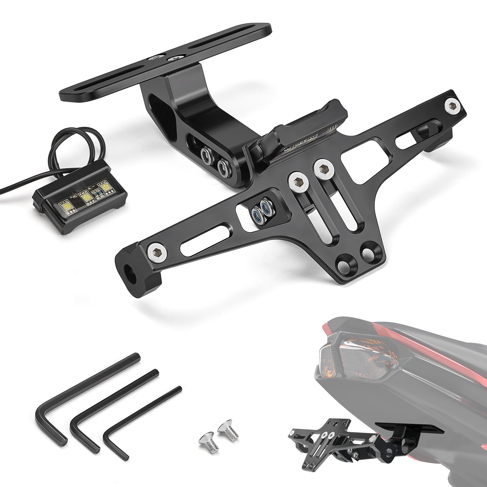 Kemimoto Motorcycle License Plate Bracket Fender Eliminator Kit Universal Motorcycle Tail Tidy Motorcycle License Plate Holder M