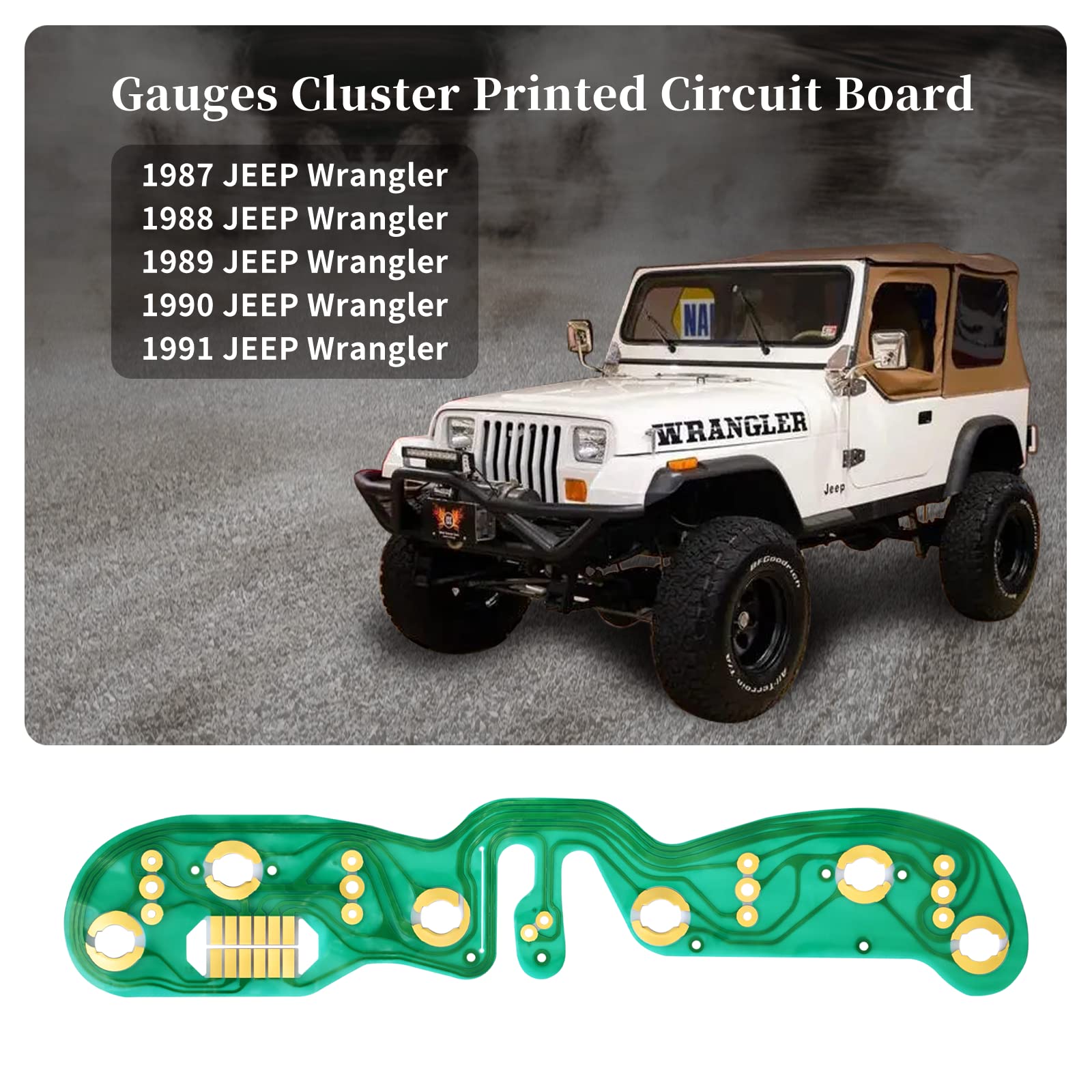 Ytpoools Circuit Board for Jeep Wrangler YJ 1987-1991, Metal Printed Dashboard Instrument Panel Replacement