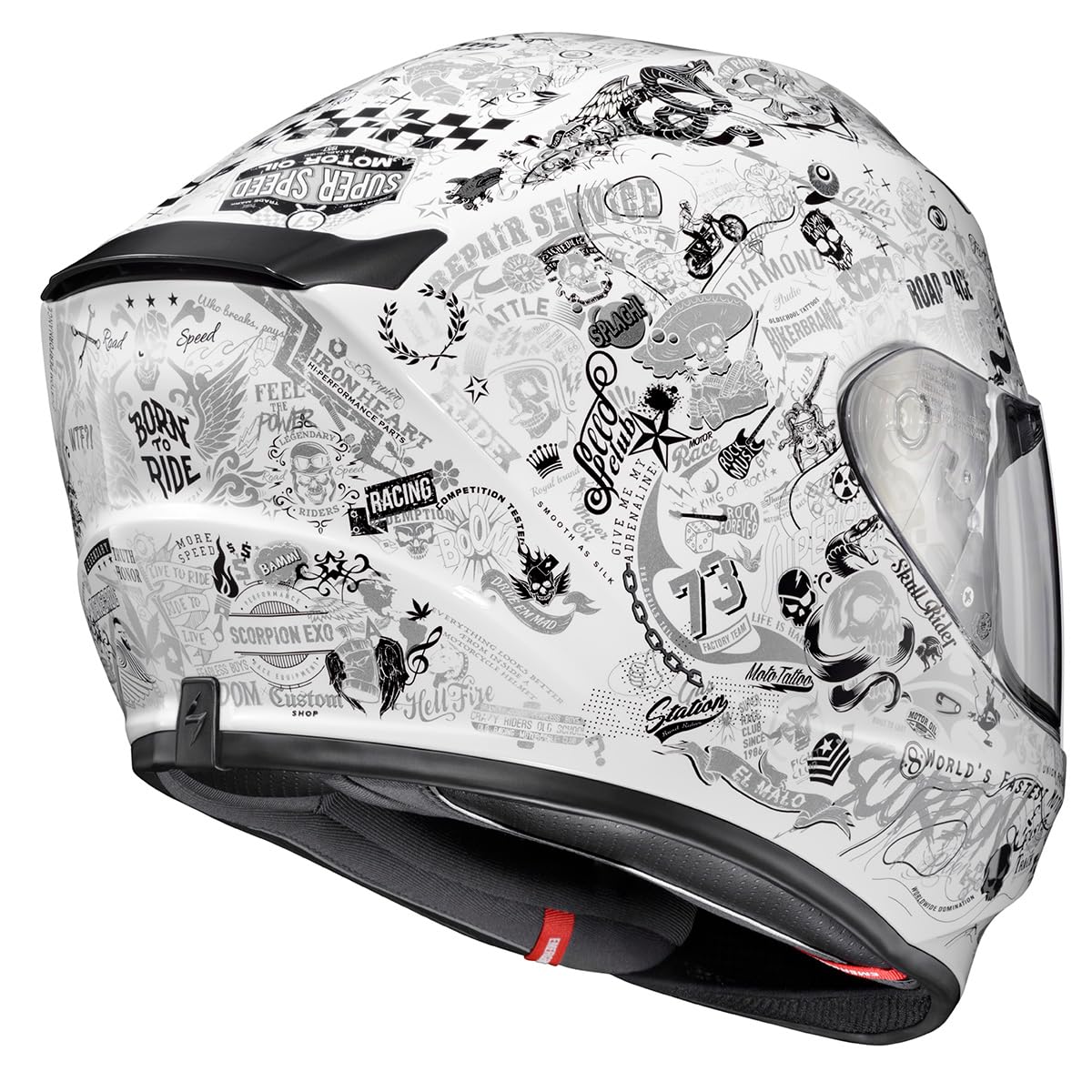 Scorpionexo R420 Full Face Adult Street Motorcycle Helmet With Bluetooth Ready Speaker Pockets Dot Snell Approved Shake Ii (Whit