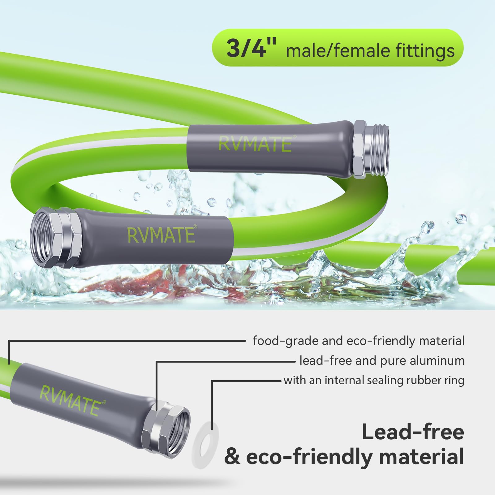 Rvmate Rv Water Hose 35Ft, 5/8    Inner Diameter Drinking Water Hose Lead-Free, No Leaking Garden Hose For Rv/Trailer/Camping, R
