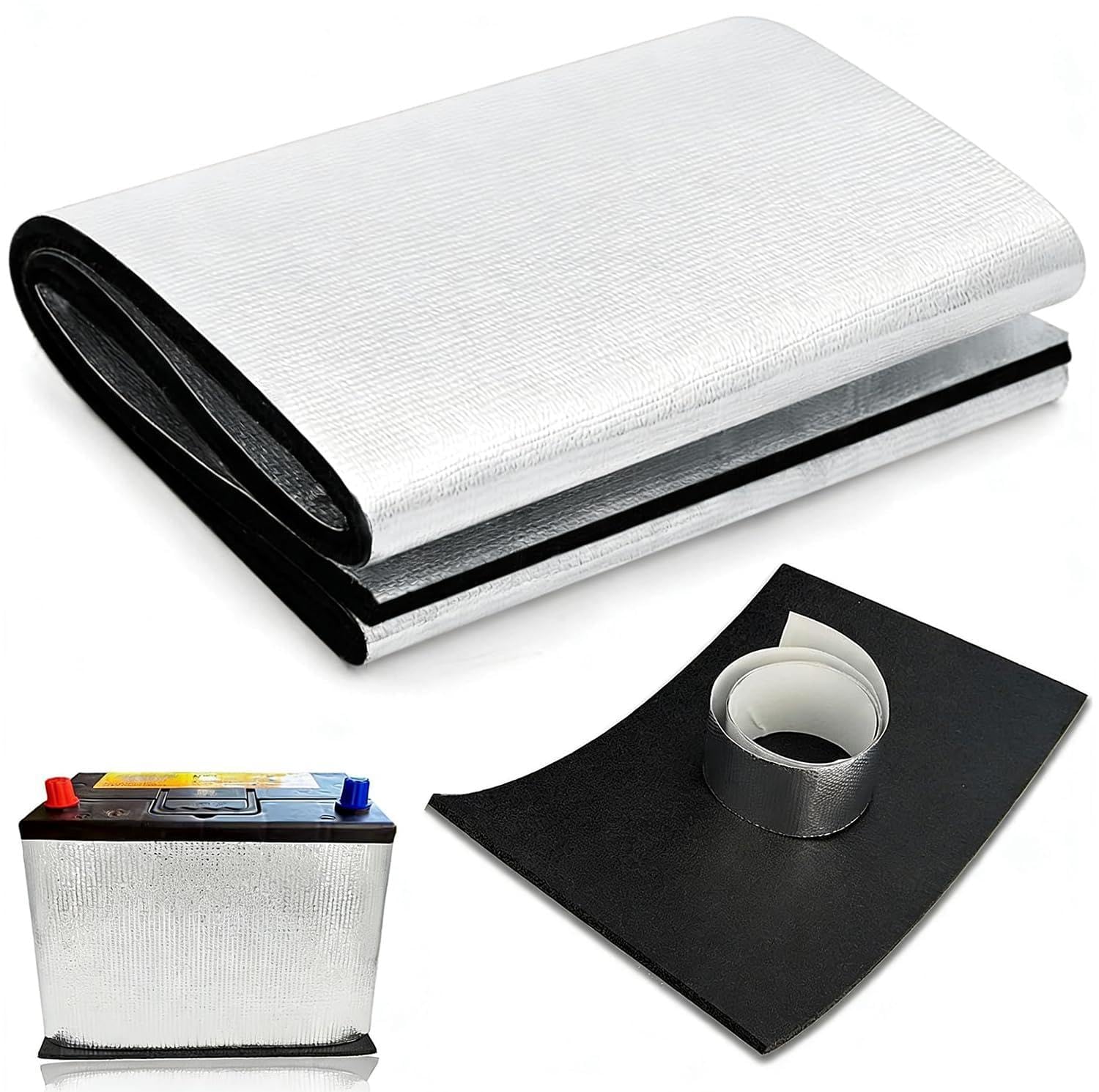 Universal Battery Blanket Car Battery Insulation Heat Shield Blanket for Cold Extreme Temperature Protection Thermal Wrap with F