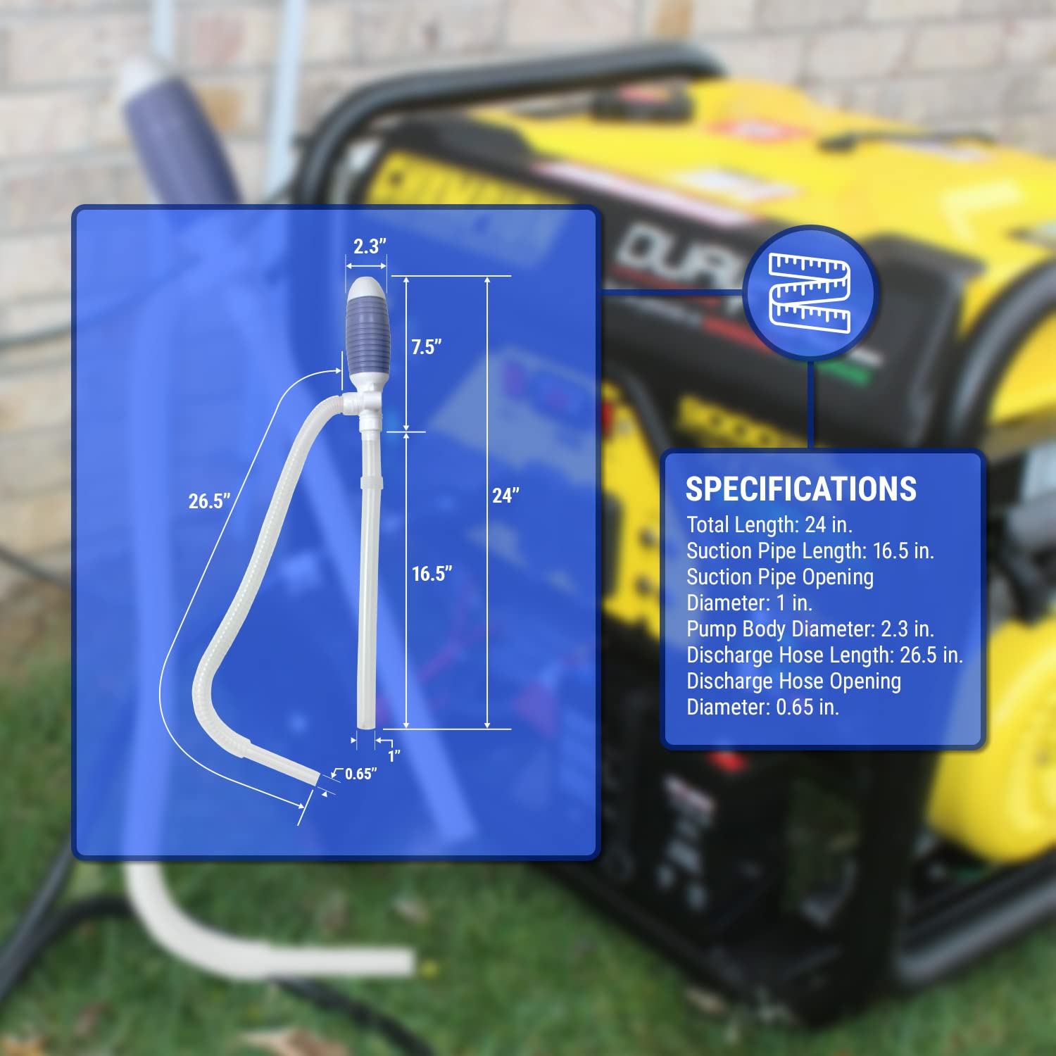 Tera Pump Trdp15 Heavy Duty Manual Fuel Transfer Pump Siphon, Fast Flow 5 Gpm, Flexible Suction Tube, Hand Siphon Pump For Gasol