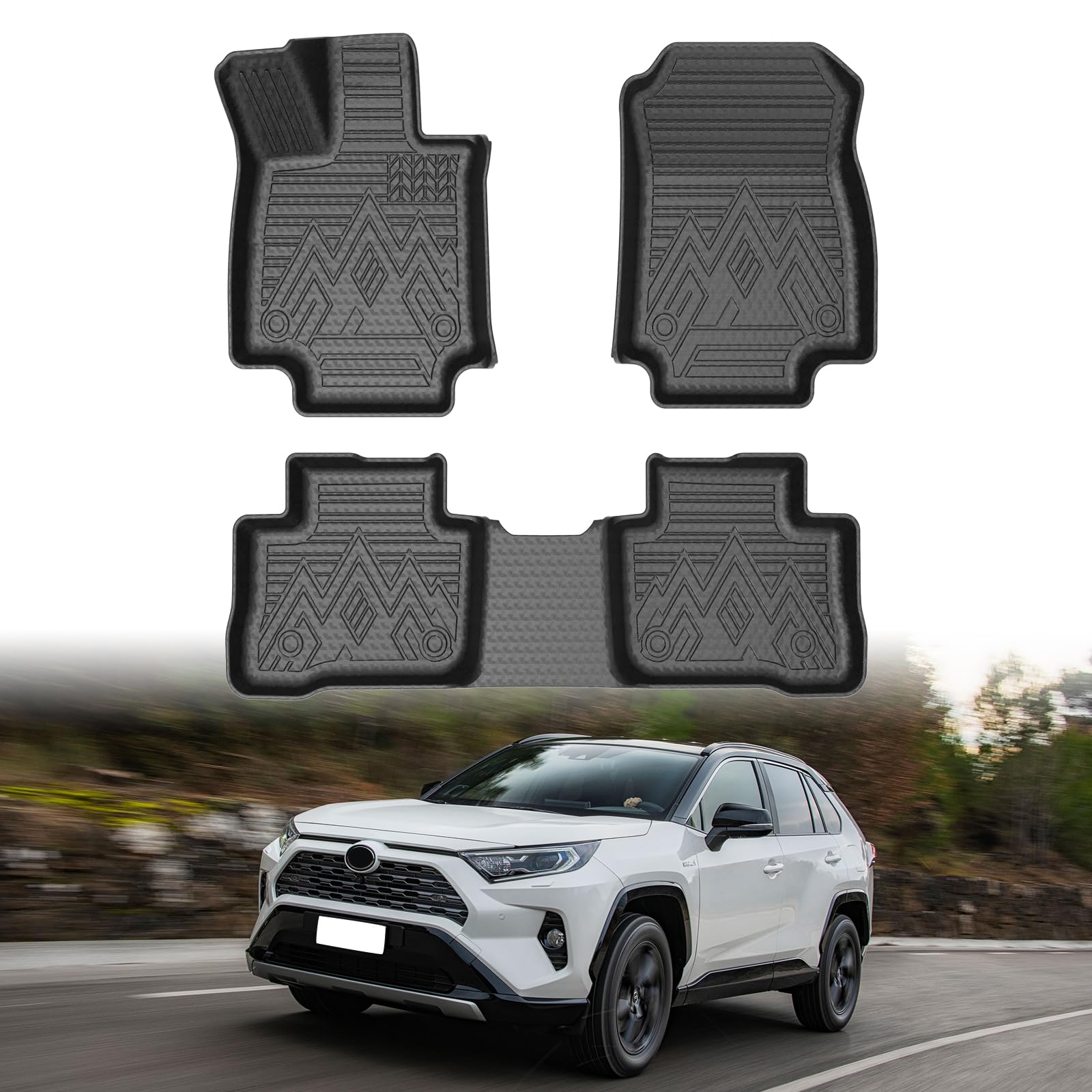 Mixsuper Floor Mats For Toyota Rav4 2019-2025, All Weather Floor Liners For Toyota Rav4 Accessories, Durable 1St And 2Nd Row Set