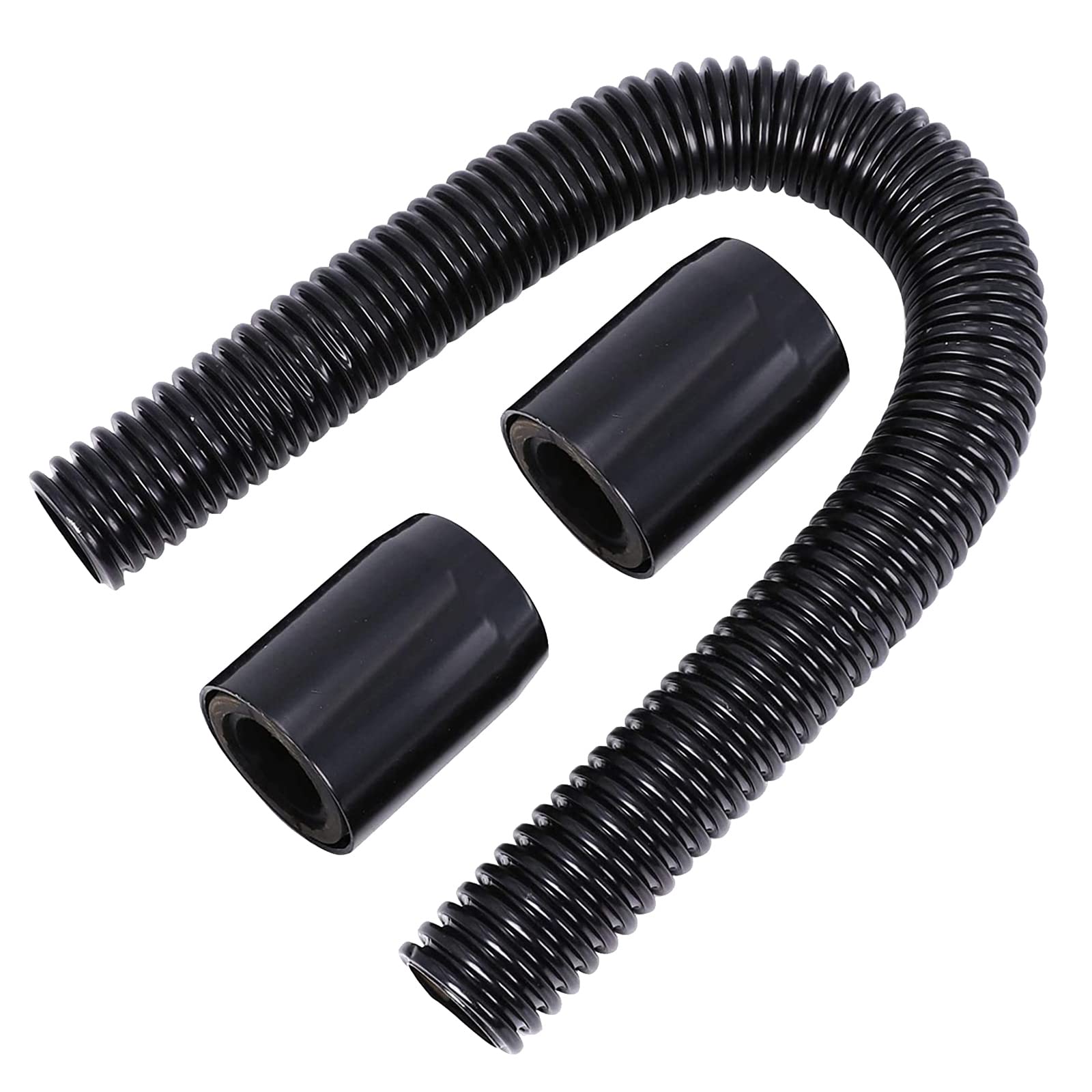 BLACKHORSE-RACING 44 Black Chrome Flexible Stainless Steel Heated Hose Kit Chrome Caps