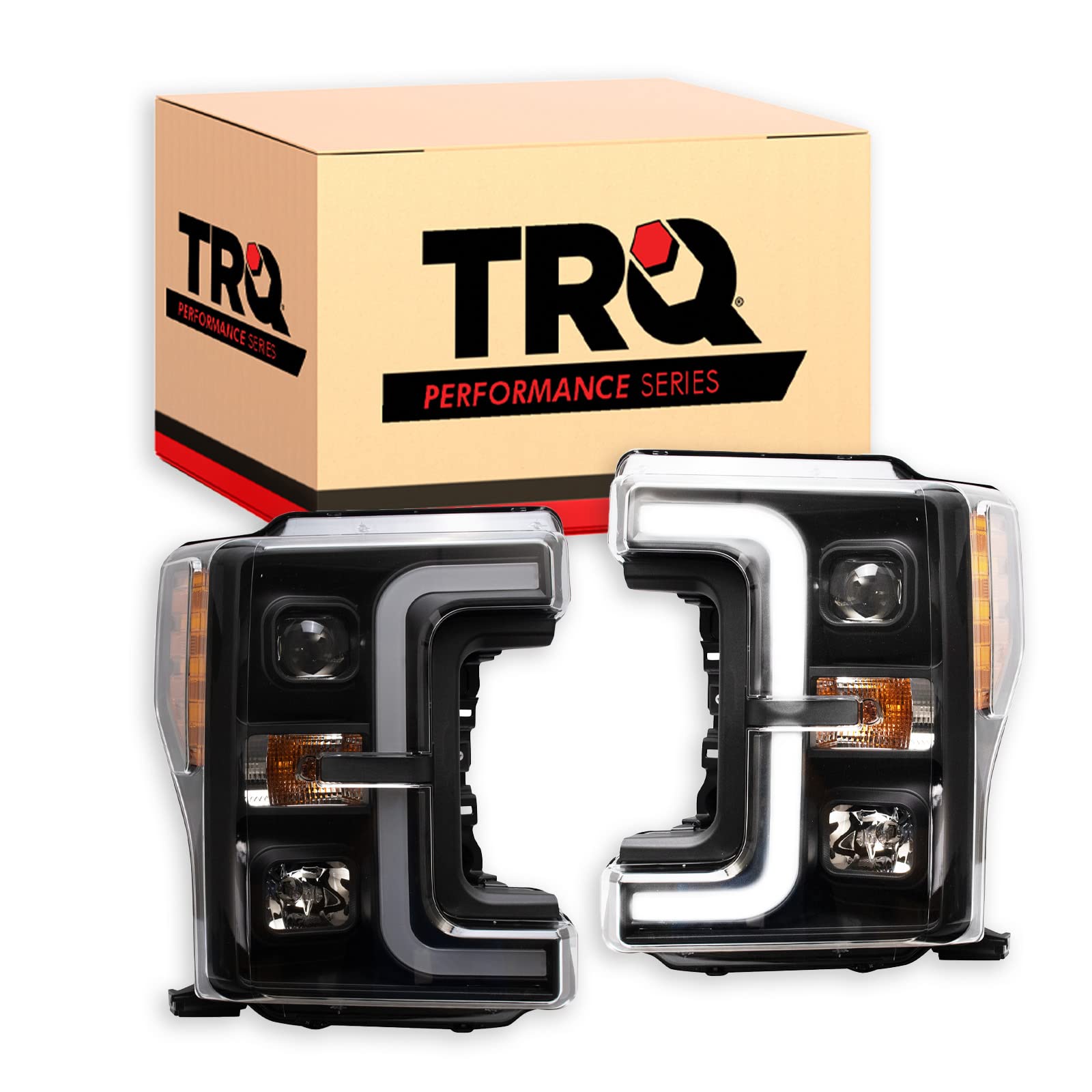 Trq Headlight Assembly Set Headlights Driver & Passenger Side Halogen Compatible With 2017-2019 Ford F-250 Super Duty F-350 Supe
