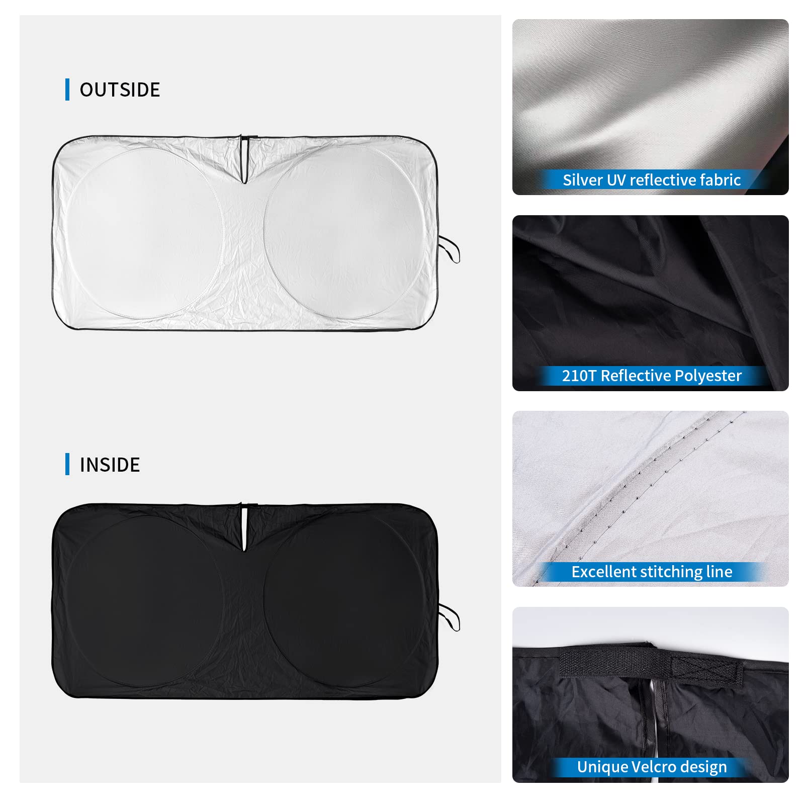 Insauto Windshield Sun Shades Custom Fit For Toyota Camry 2018-2023 - Sunshade For Front Window Cover - Double Layer Heat Shield