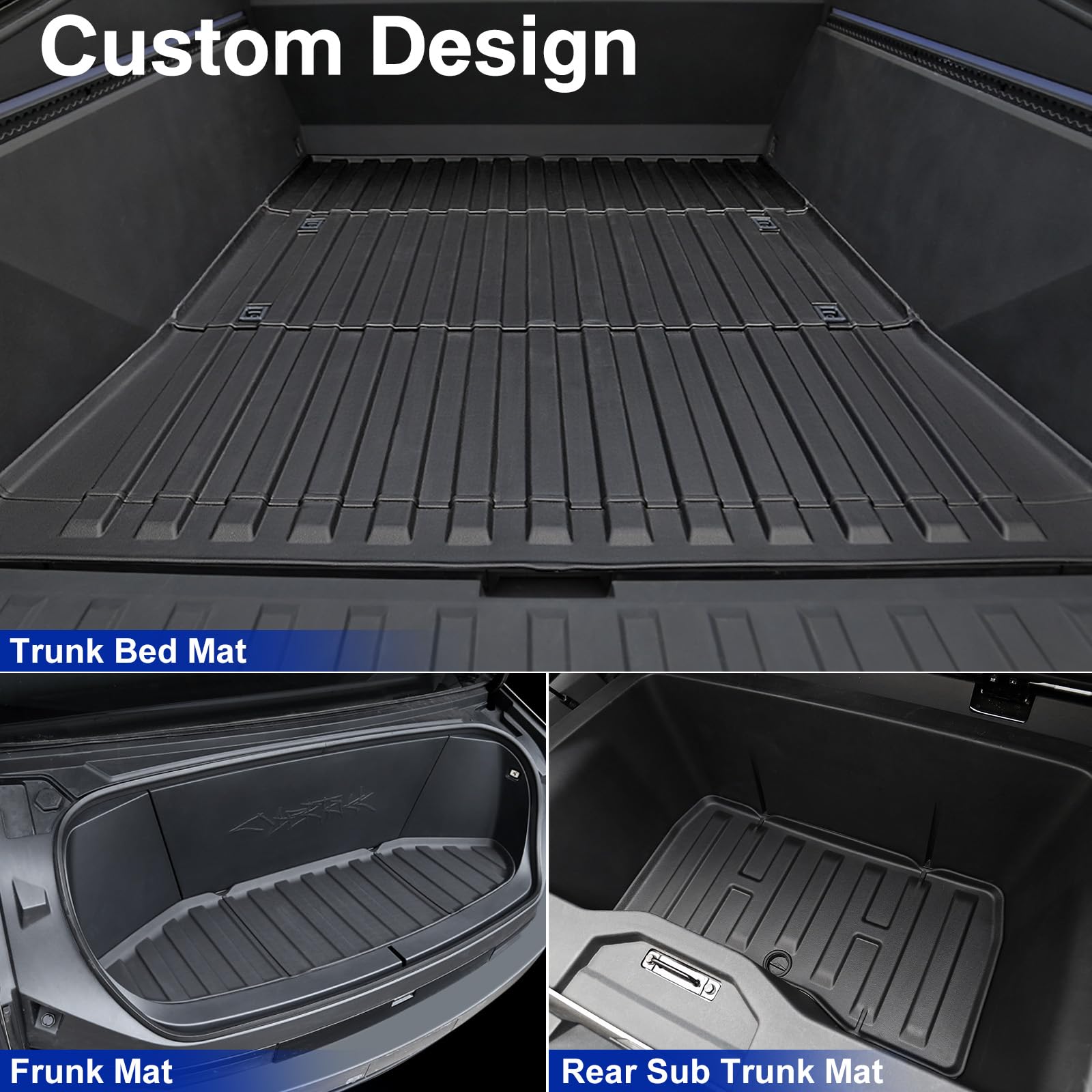 Foronetry 6 Pcs Mats Set Compatible with Tesla Cybertruck 2024, TPE All Weather Trunk Bed Cargo Liner for Cybertruck Accessories