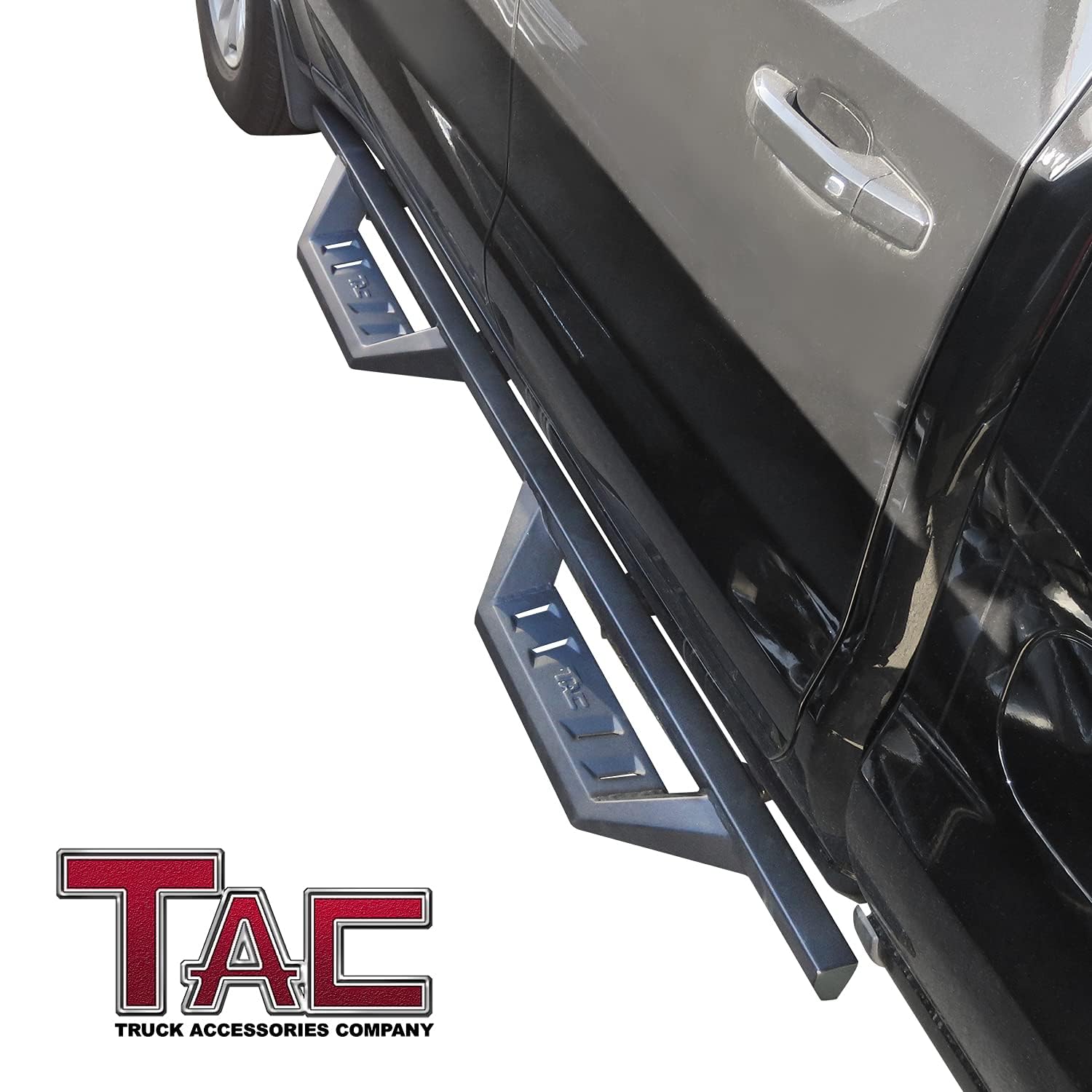Tac Sidewinder Running Boards Fit 2019-2024 Chevy Silverado/Gmc Sierra 1500 | 2020-2024 2500/3500 Crew Cab Truck 4” Drop Fine Texture Black Side Steps Nerf Bars Rock Slider Armor Accessories (2Pcs)