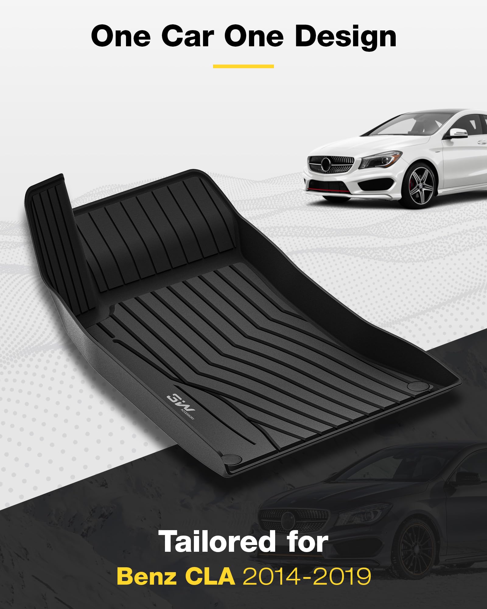 3W Floor Mats Compatible For Benz Cla 2014-2019 Tpe All Weather Custom Fit Floor Liner For Benz Cla 1St And 2Nd Row Full Set Car