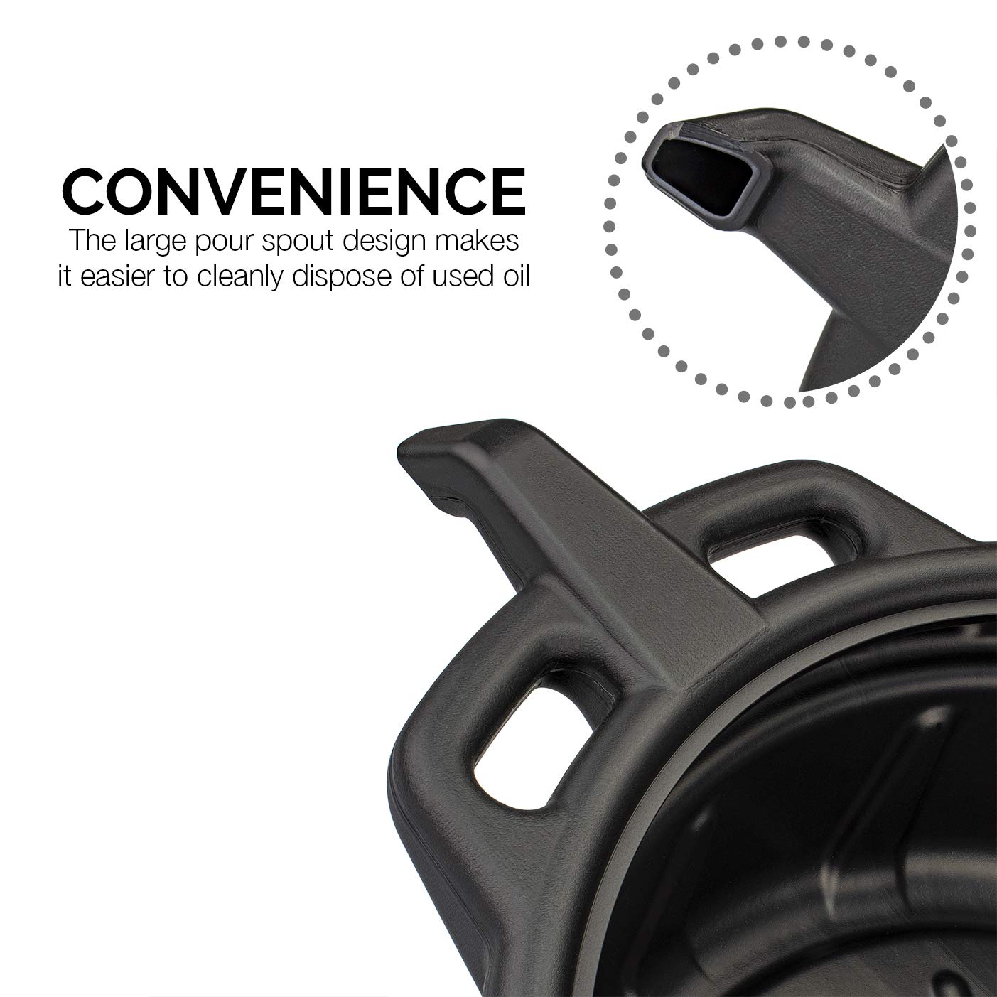 Neiko 20762A Oil Drain Pan  Black Plastic Anti Splash  Motor Oil Drip Catcher Pan  2 Gallon (8L) Capacity