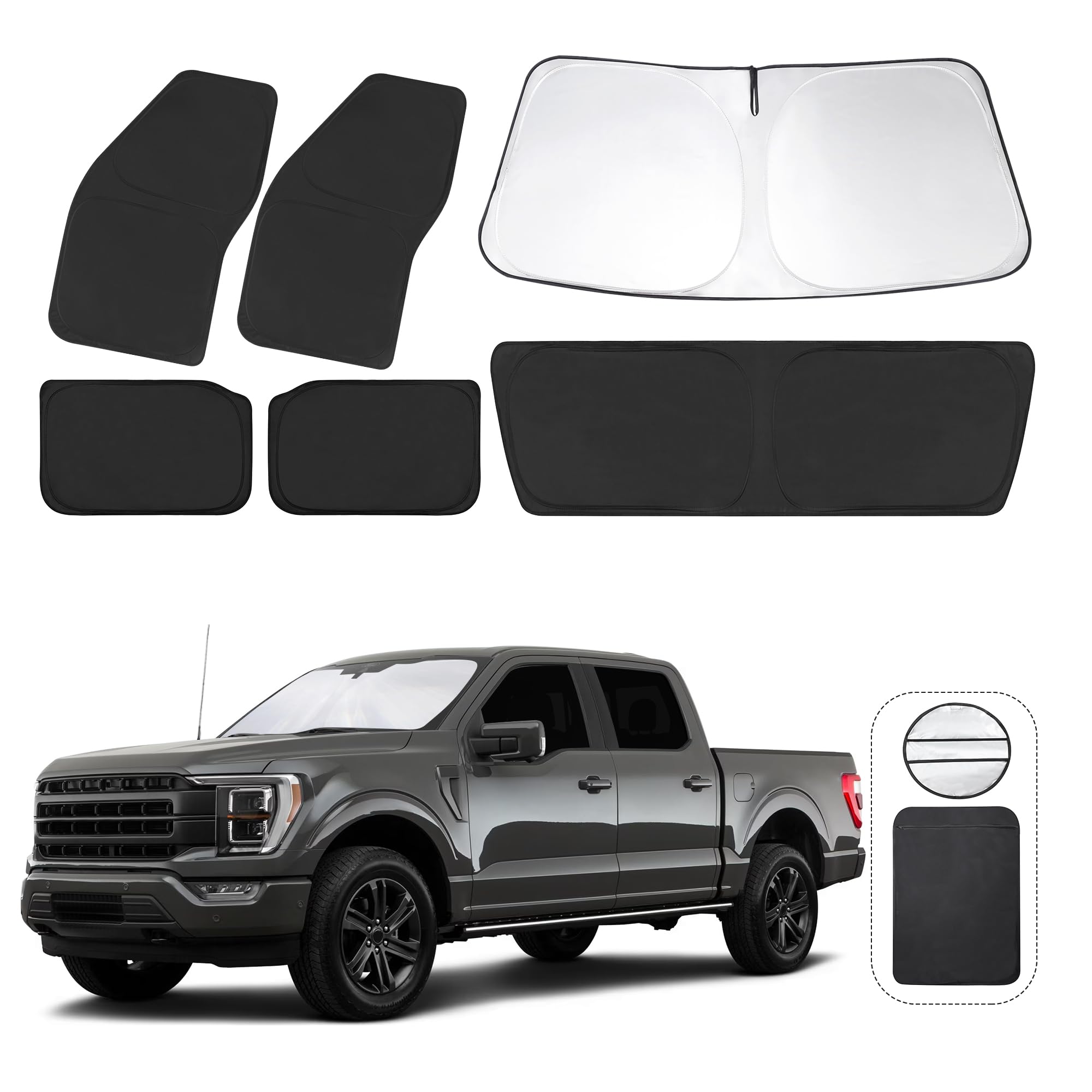 Tinglu Window Shades For Ford F150 4Door 2021-2024 2025 Accessories Car Side Full Windows Rear Triangular Windshield Sun Shade S