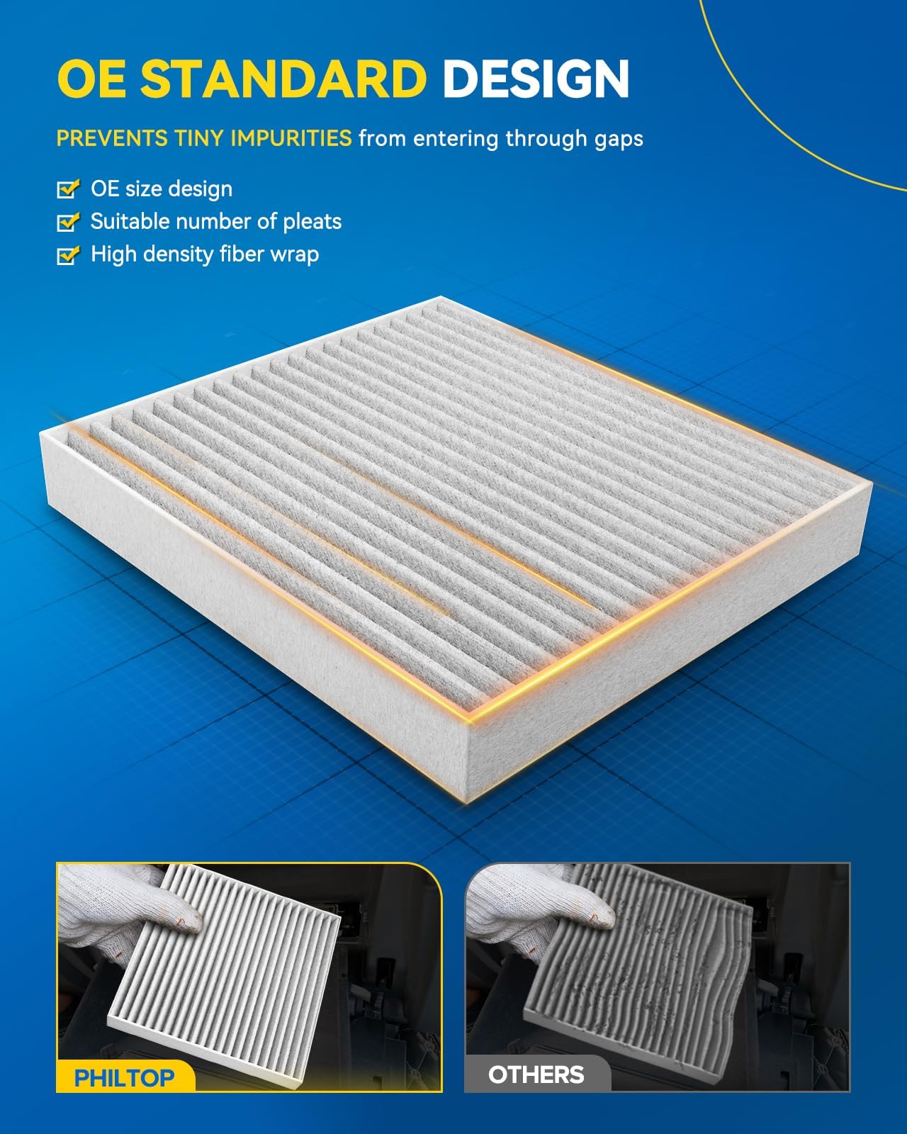 Philtop Cabin Air Filter, Replacement For Cf10374 Tacoma 2005-2023, Dart 2013-2016, Vibe 2003-2008,Premium Cabin Filter With Act