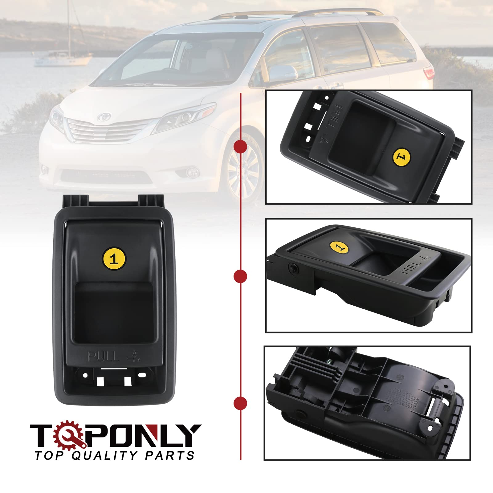 TQPONLY Folding Seat Latch Release Handle | Black | Compatible with 11-20 Toyota Sienna | Replaces 75220 72909-08011 | Model F03042-BL