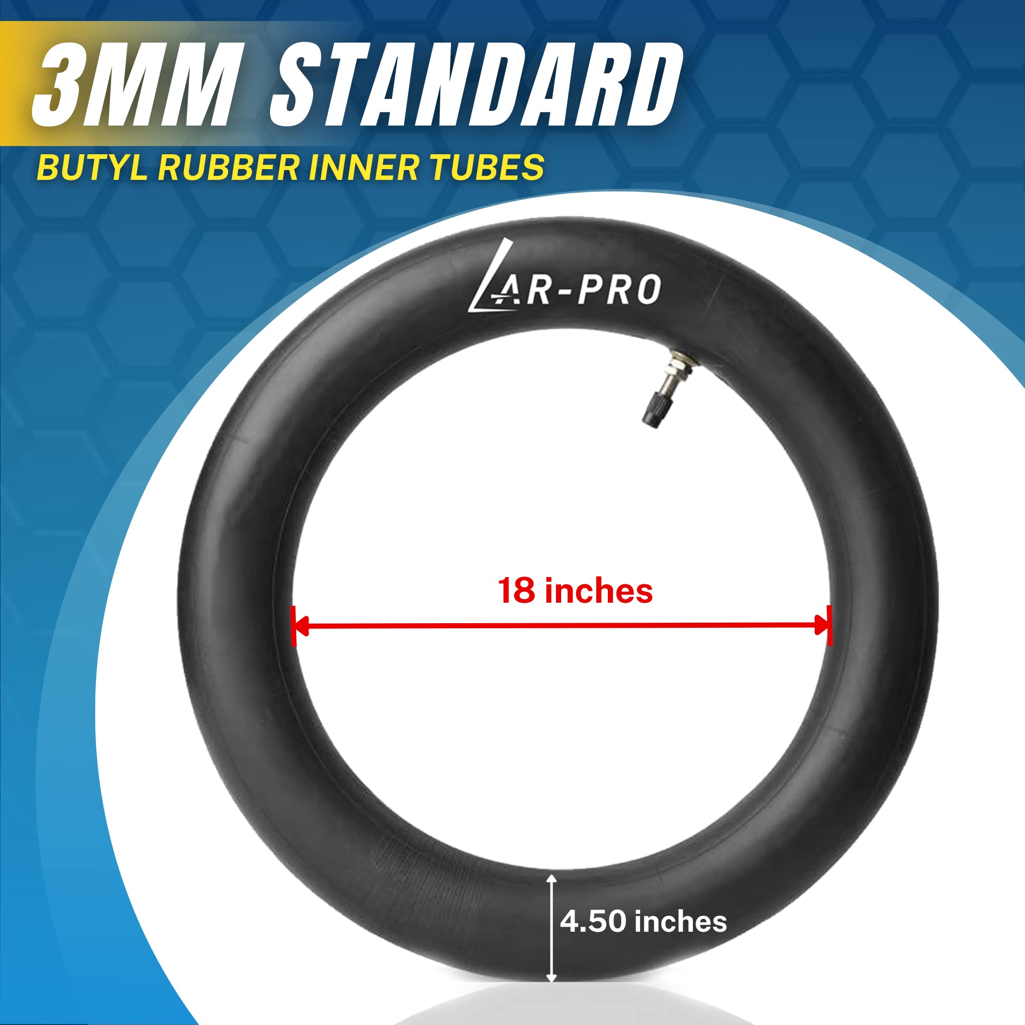 (2-Pack) 110/100-18 (4.50 X 18) Heavy-Duty Motorcycle Inner Tubes - 3Mm Thick Butyl Rubber Inner Tubes - Tr4 Valve Stems - Desig
