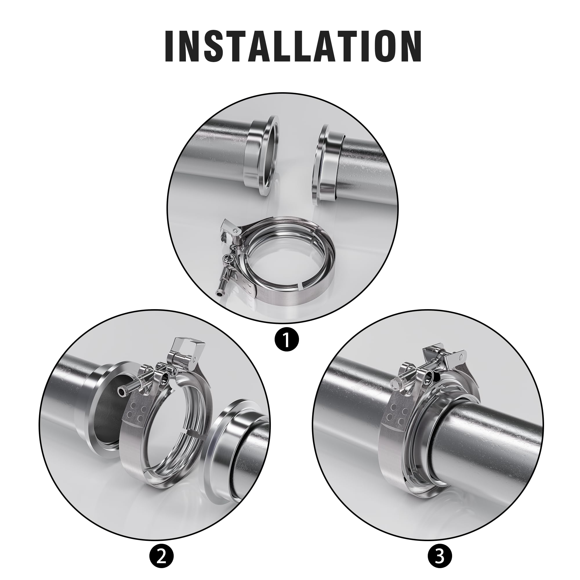 Wysiwyka 3.25 Inch Quick Release V Band Clamp-Stainless Steel_304,Clamp Fittings For Exhaust Pipe Flanges 1 Pack