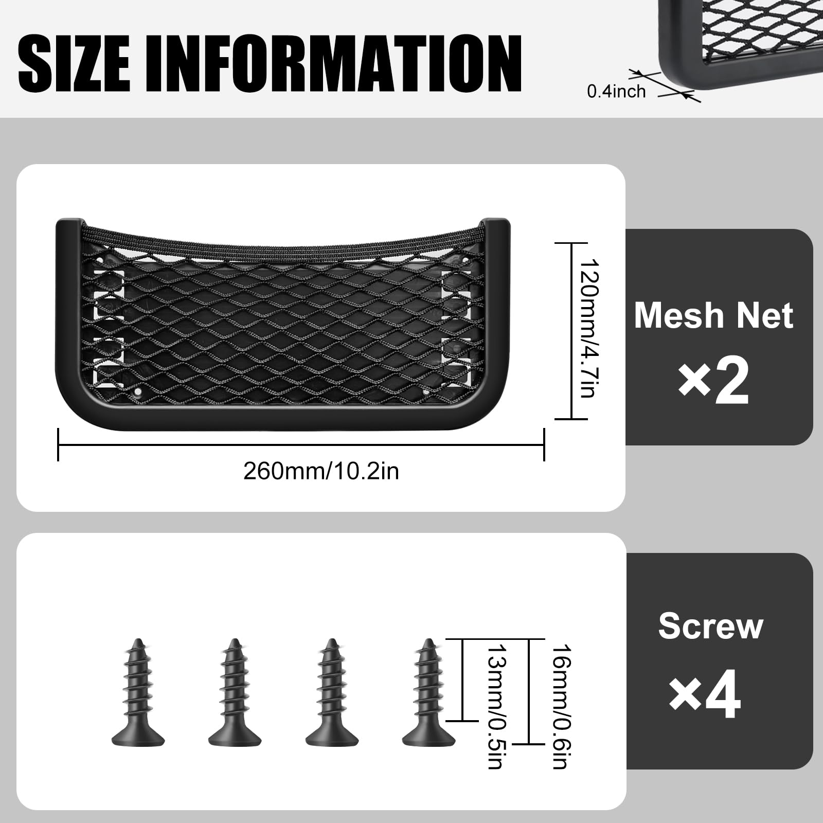 ABS Plastic Frame Automotive Cargo Nets Car Net Pocket Phone Car Mesh Net Holder RV Storage Boat Cargo Pocket Organizer Framed M