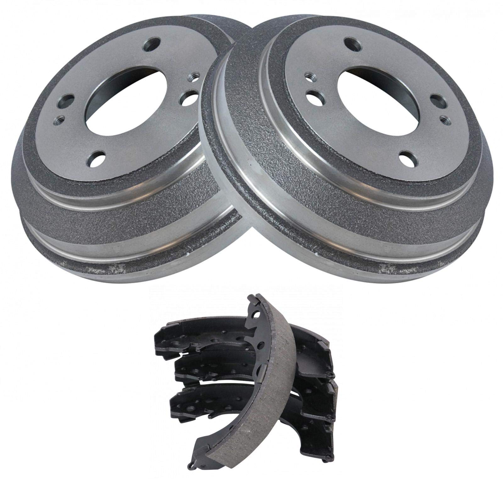 TRQ Rear Brake Shoes Set & 2 Drums Kit Left & Right Compatible with Honda Civic CRX Del Sol