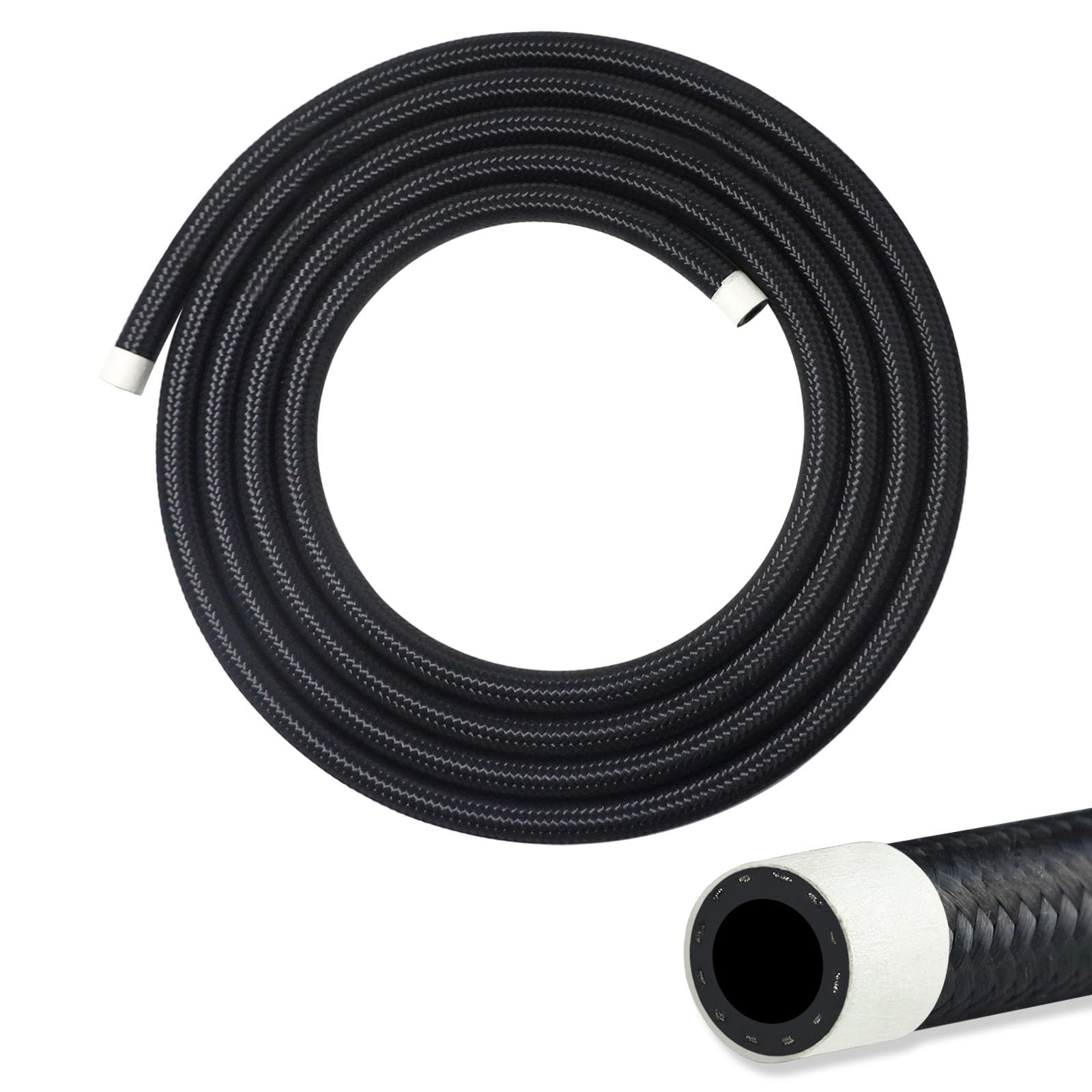 VWTNI 8AN Fuel Line, 8AN CPE Fuel Hose, 10FT Transmission/Oil Cooler Lines, Nylon Braided Fuel Line Hose.
